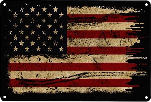 Letrero de metal retro para decoración de pared con patrón de bandera estadounidense, utilizado para decoración de bar, hogar, sala de estar, 12 x 8