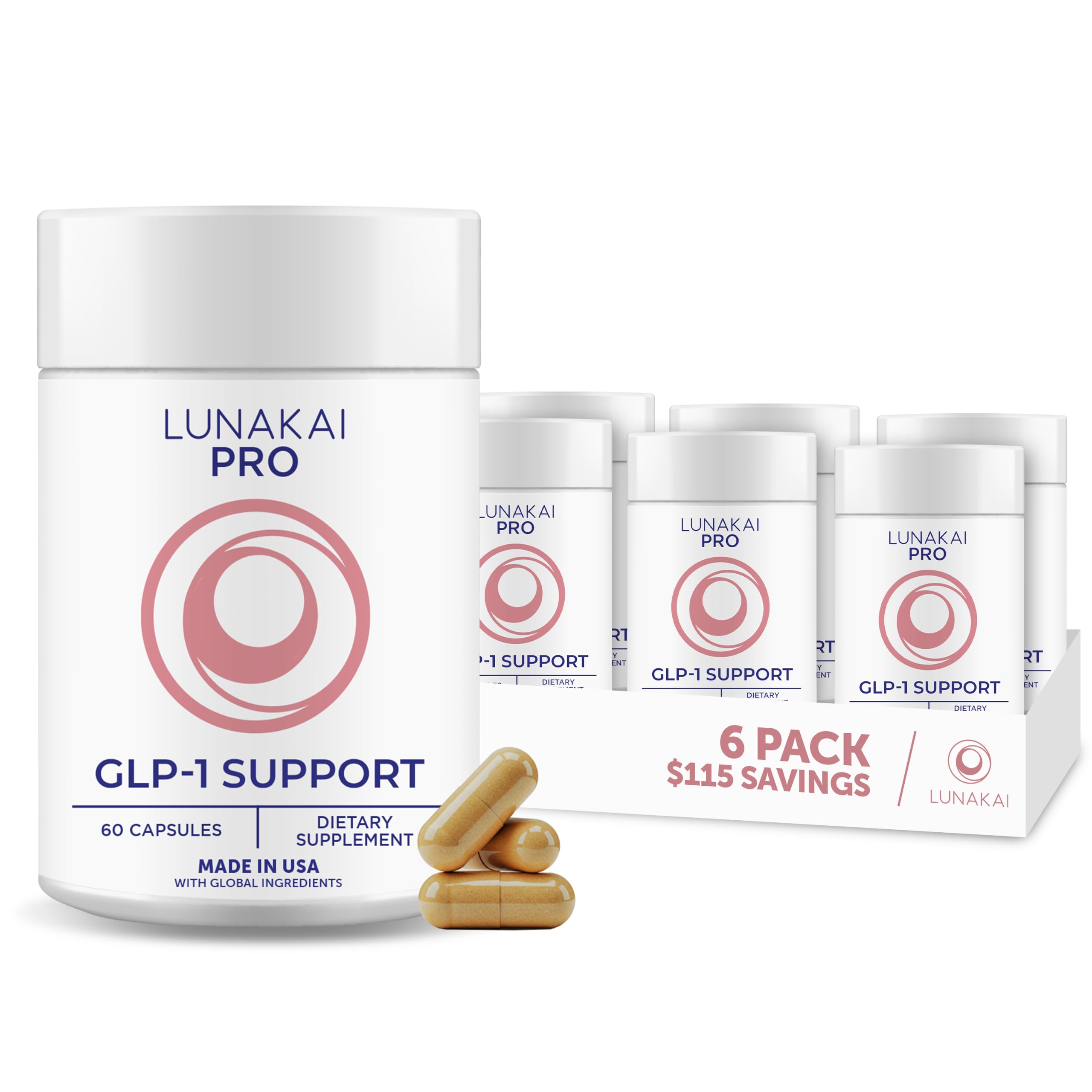 Lunakai USA Made GLP-1 Supplement - Natural GLP 1 Support with Probiotics & Resveratrol – Supports Weight Management, Cravings & Metabolism, 60ct — Amazon image 11