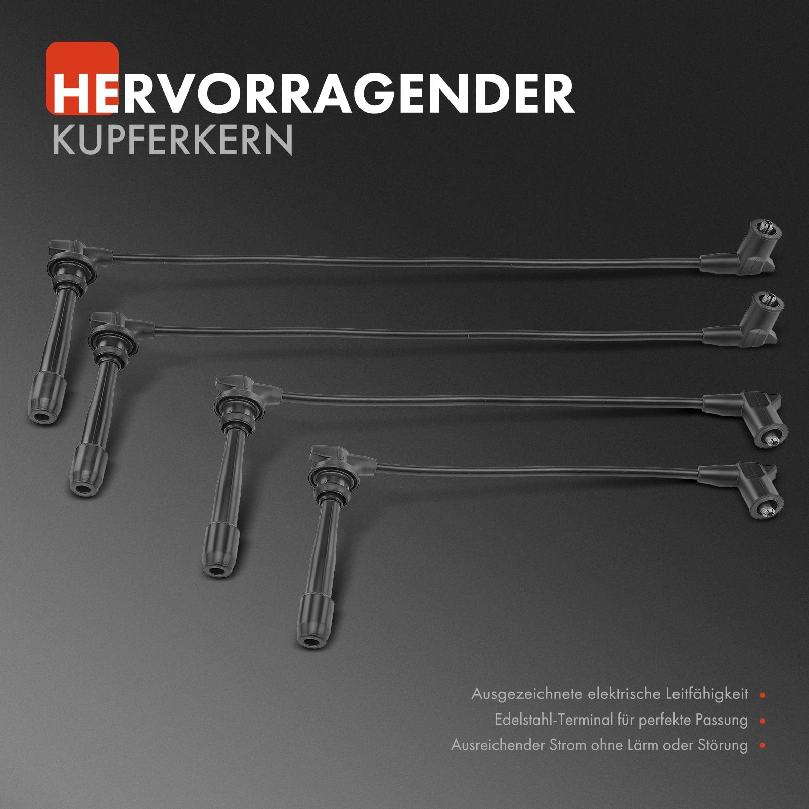 Frankberg Set Di 4 Cavi Di Accensione Compatibili Con Accent LC MC 1999-2010 Coupe GK 2002-2009 Getz TB 2002-2010 Matrix FC 2001-2010 Rio II JB 2005-2022 Cerato Elantra Replace# 27501-26D01 0