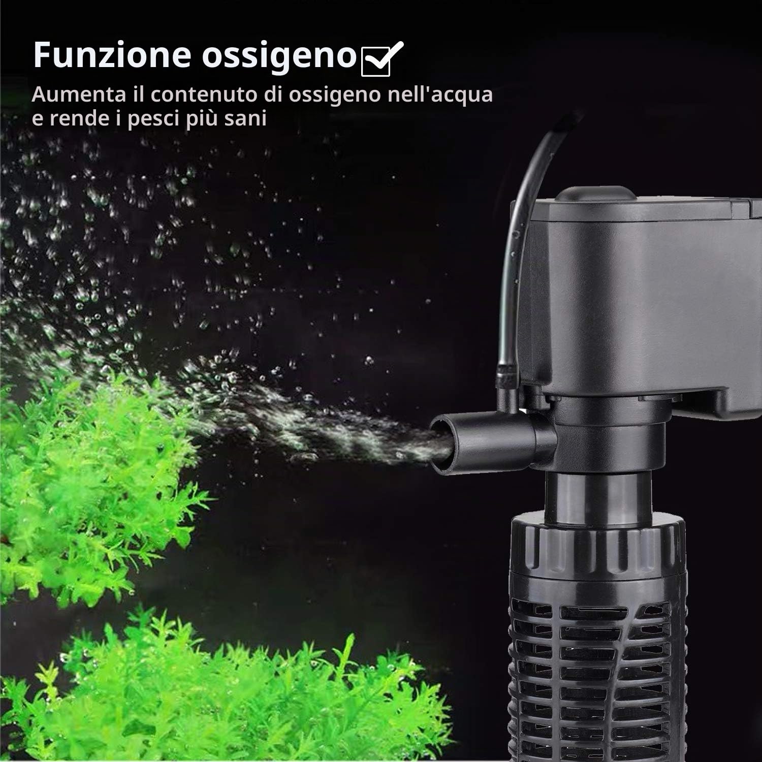 BPS Pompa sommergibile per acquario con filtro 6 W 600 L/H Pompa acqua filtro serbatoio per pesci stagno idroponici 16 x 8 cm BPS-6079