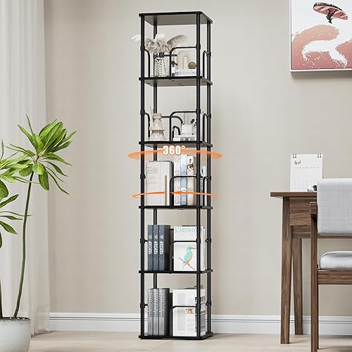 Miniatura 31 de Estantería giratoria de 5 niveles, torre giratoria apilable de 360 °, estantería giratoria de pie estrecha que ahorra espacio, estantería giratoria