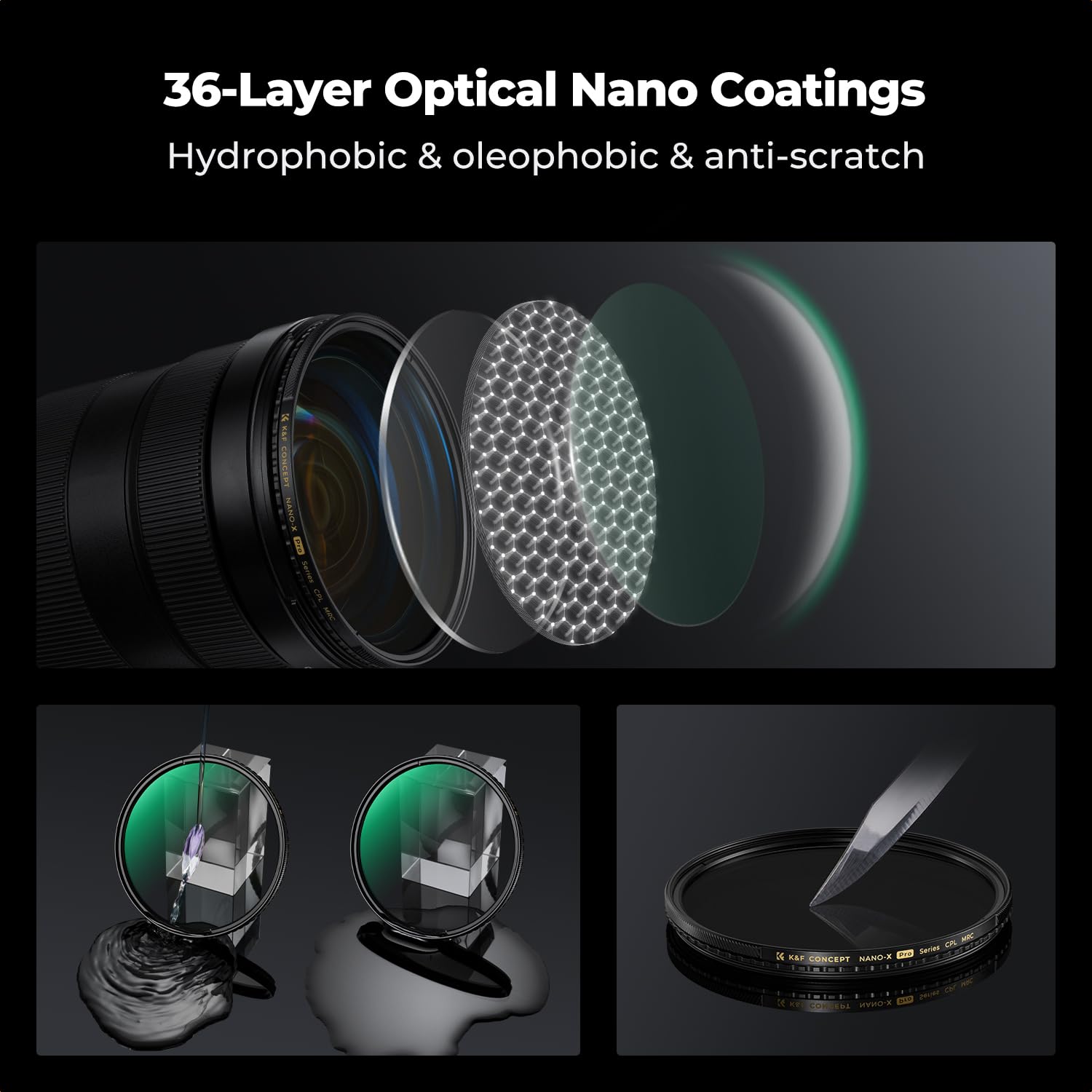 K&F Concept Nano-X PRO Serie filtr polaryzacyjny 49 mm, flagowy filtr CPL, cienki okrągły filtr polaryzacyjny
