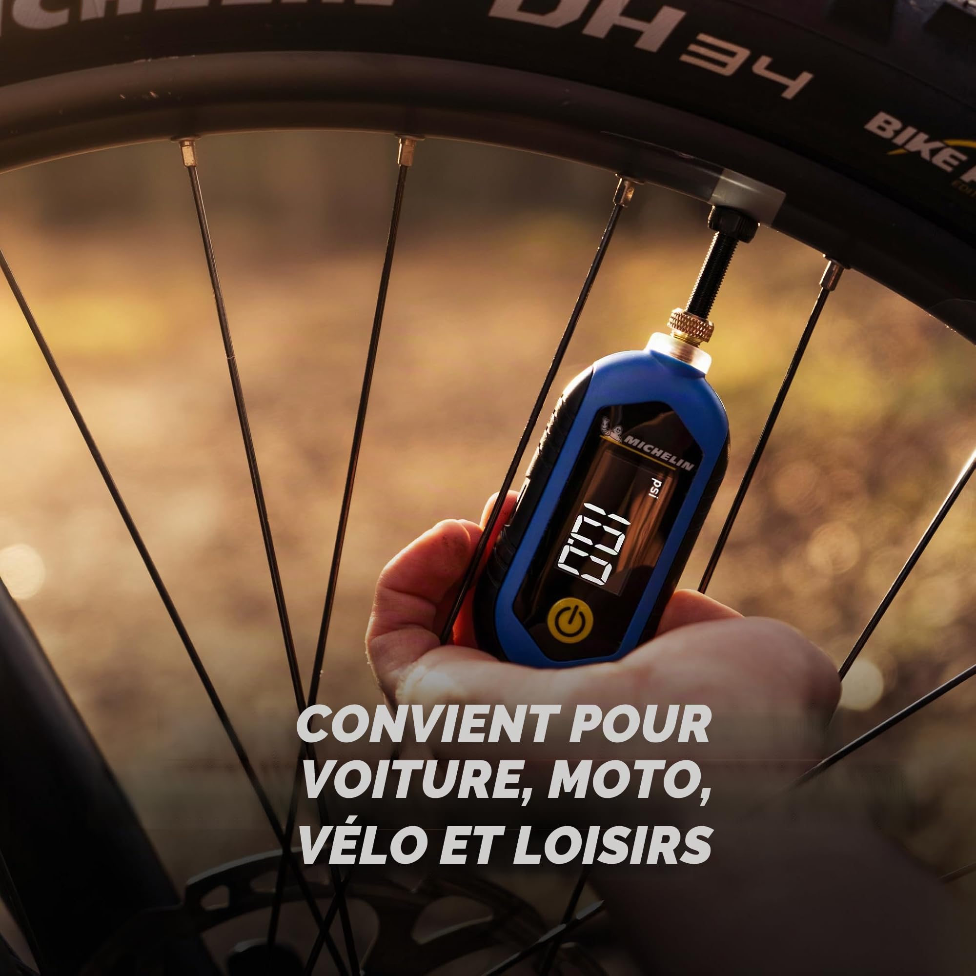 MICHELIN Jauge de pression des pneus de voiture numérique et jauge de profondeur de la bande de roulement des pneus - Rechargeable numérique lecteur de profondeur et de pression pour boîte à gants