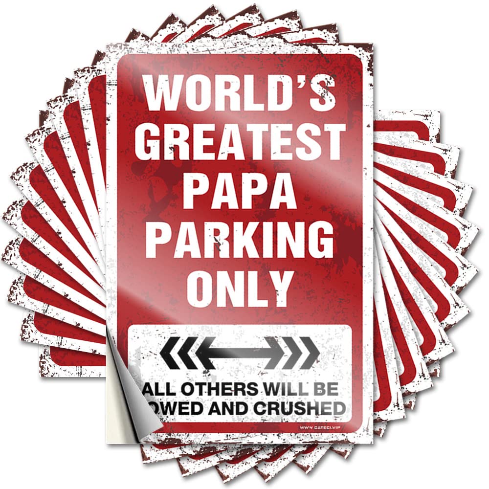 Outdoor Bar Decor Stickers - Metal Men Tumbler World's Greatest Papa Parking Only(6X9CM)