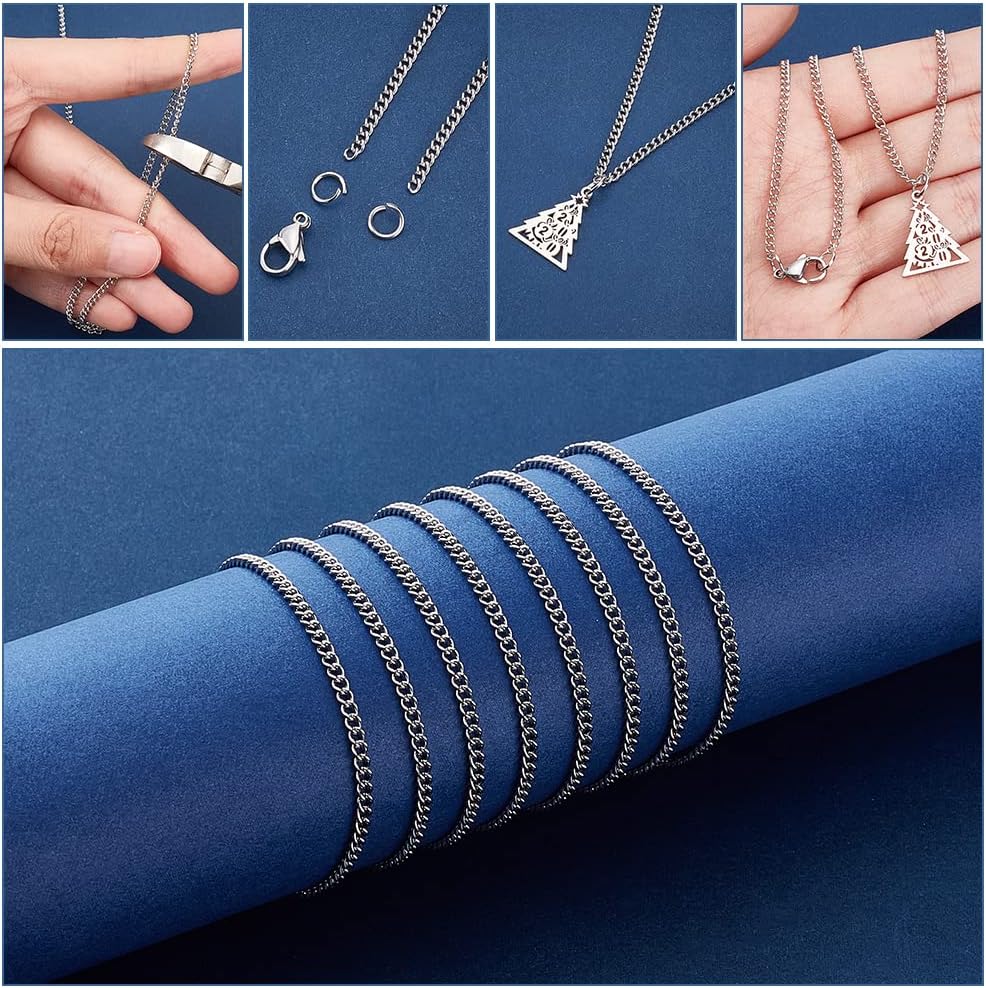 PH PandaHall 33 Feet 304 Stainless Steel Curb Cable Chain 2mm Link Necklace Chain with 20pcs Lobster Claw Clasps and 30pcs 6mm Open Jump Rings for Bracelets Necklaces Jewelry DIY Crafts Making - Image 6
