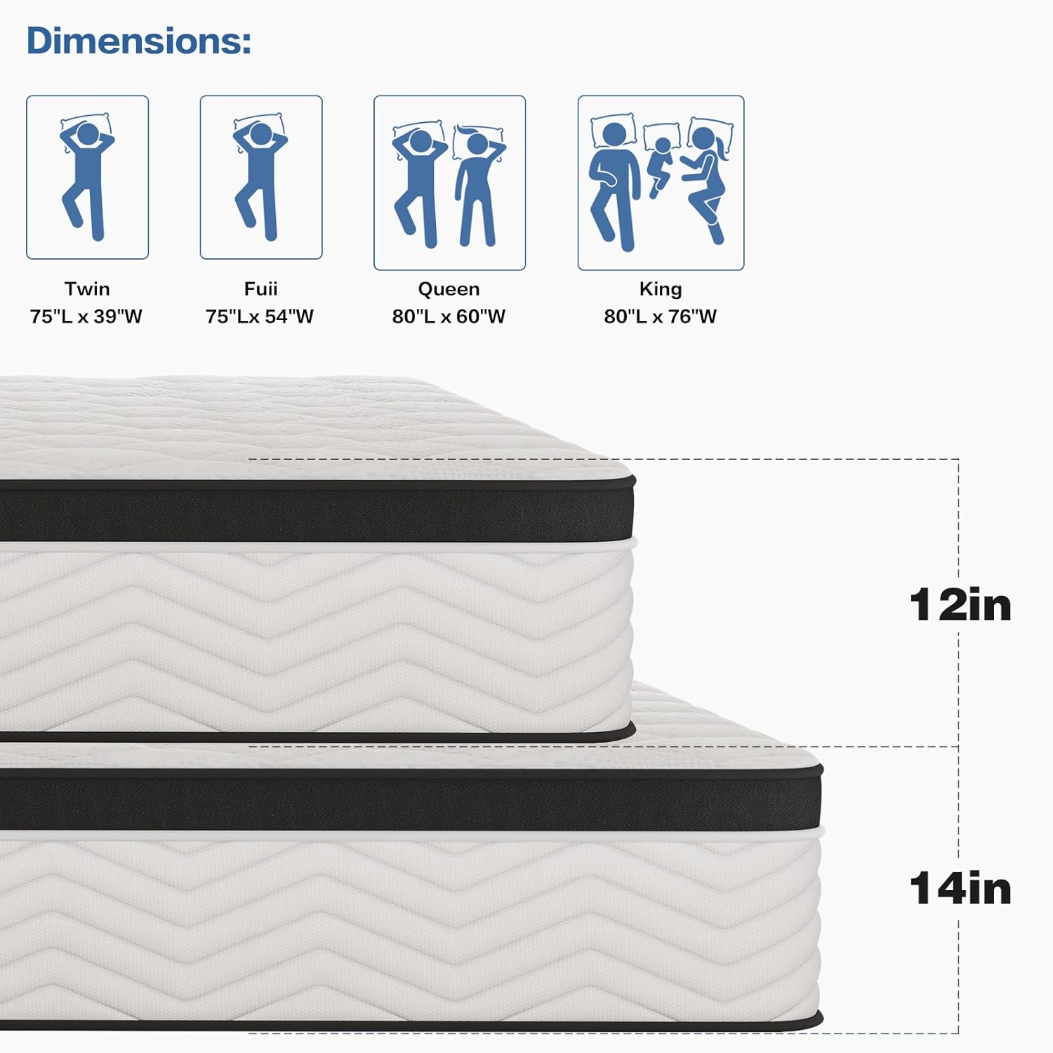 12-Inch Twin Mattress - CertiPUR-US Certified Memory Foam Twin Size Mattresses Medium Firm Breathable and Comfortable Motion Isolation Innerspring Matress in a Box