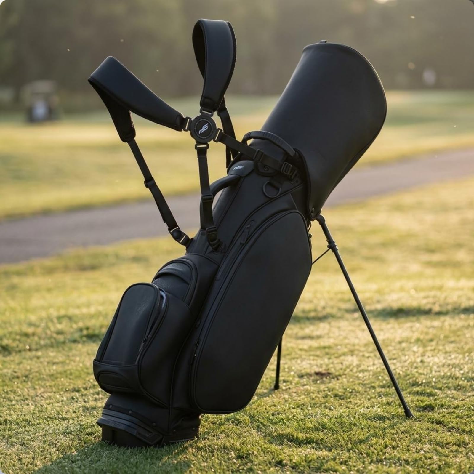Golf-Schlägertasche mit Ständer Standfüße Golf-Standtasche rutschfeste Füße tragbare Golftasche für Männer, Golfplatz, Schwarz