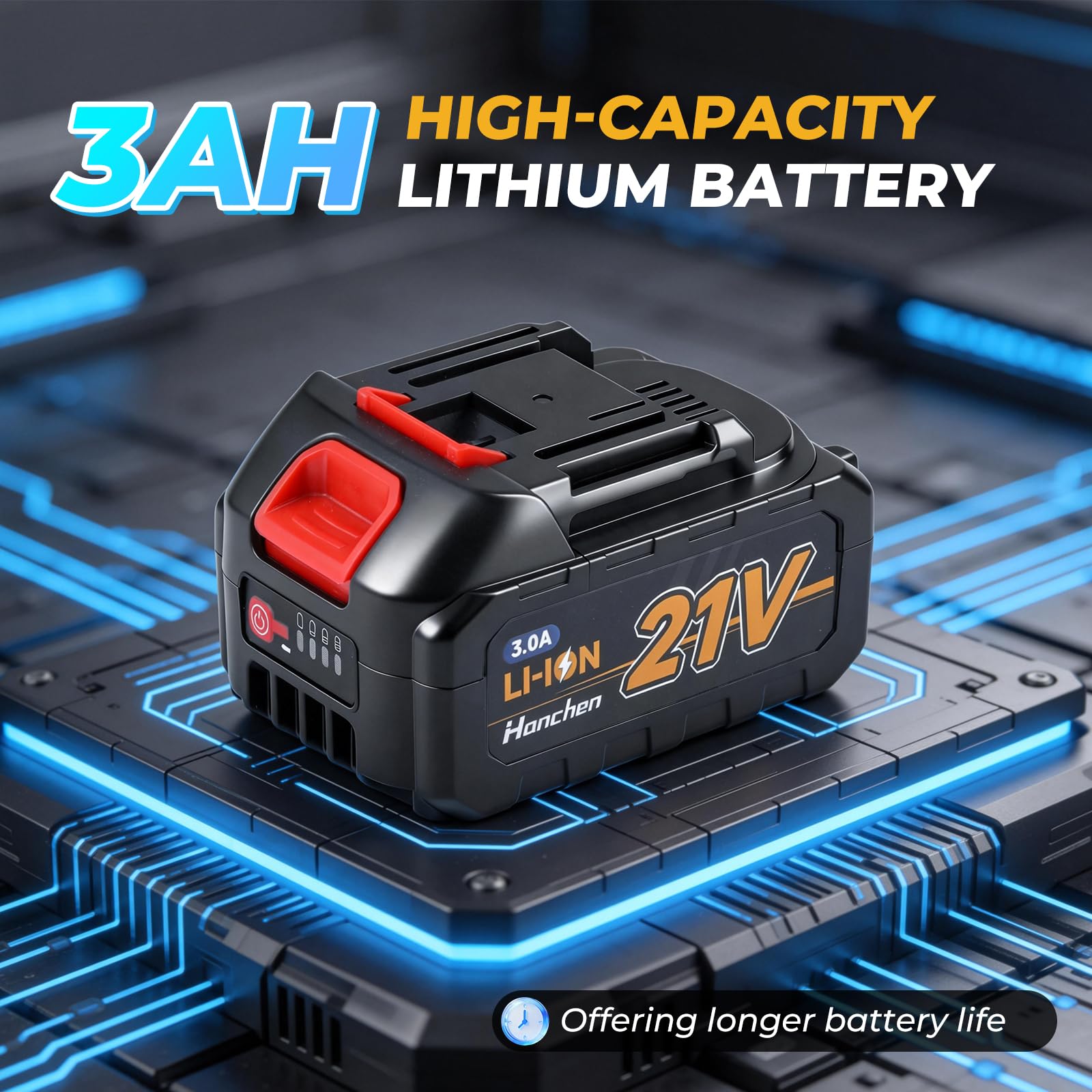 Hanchen Miscelatore per Malta Senza Fili con Batteria da 3 Ah*1 | Miscelatore Cemento con Attacco M14, 6 Velocità Regolabili, Attacco Universale per Batterie Makita