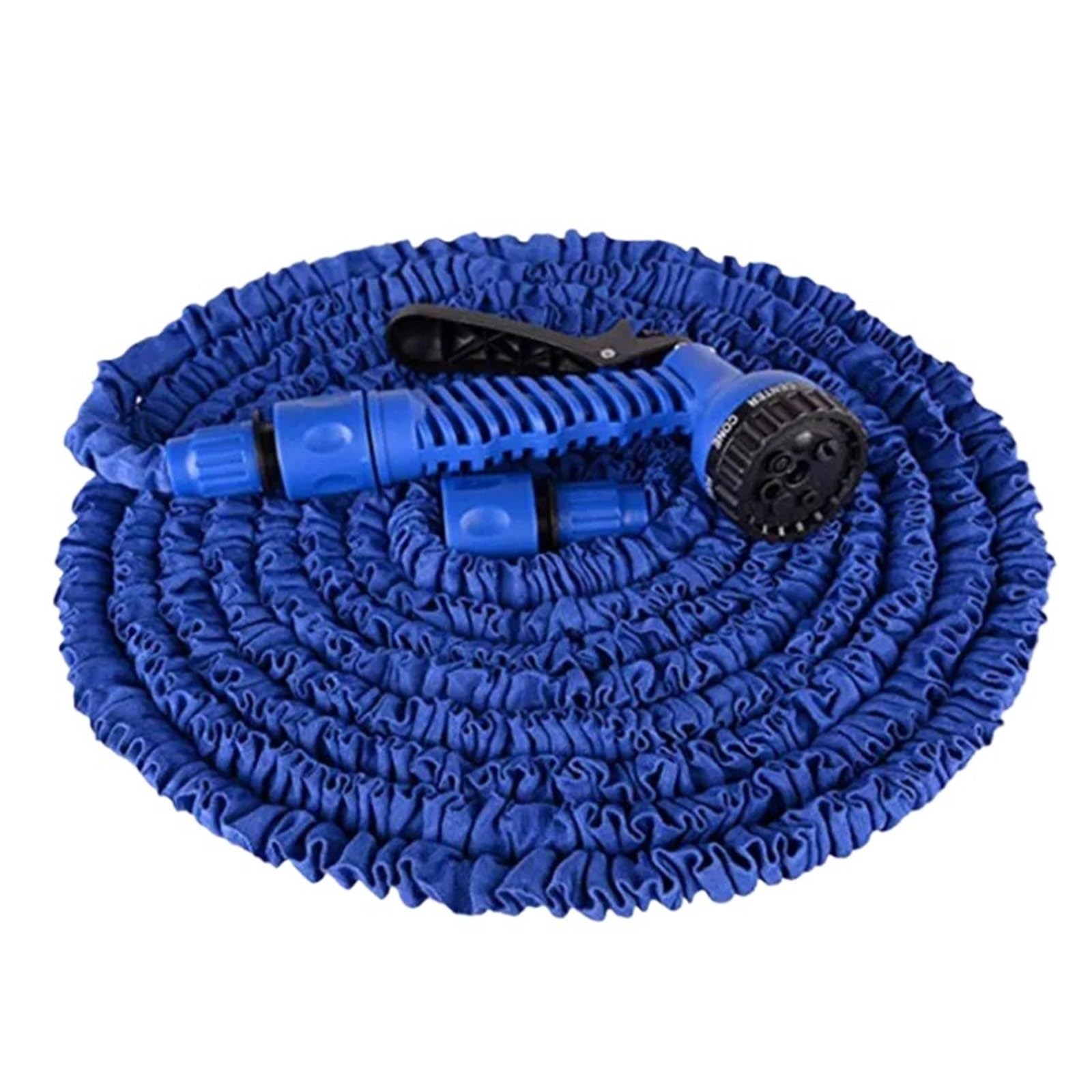 Juego de mangueras de jardín extensibles Kit de manguera con pistola de agua, carrete mágico azul, tubería con modo de pulverización, pistola de agua for riego de jardines, granjas, lavado de autos