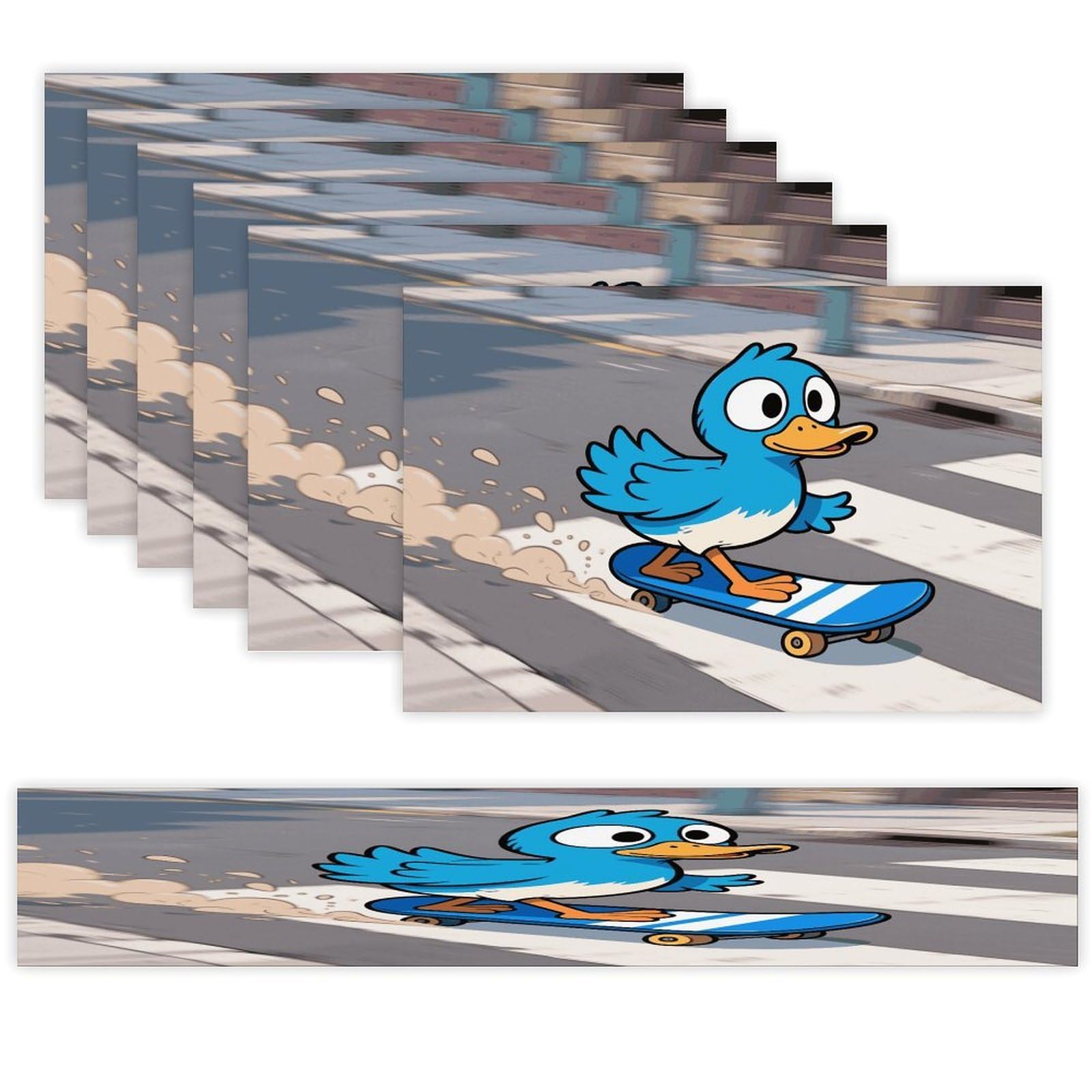 Funny Duck Table Runner and Placemats Set of 7 Linen Table Mat Non-Slip Place Mats Washable Placemat Heat Resistant Place Mat with Table Runner for Party Dining Decor