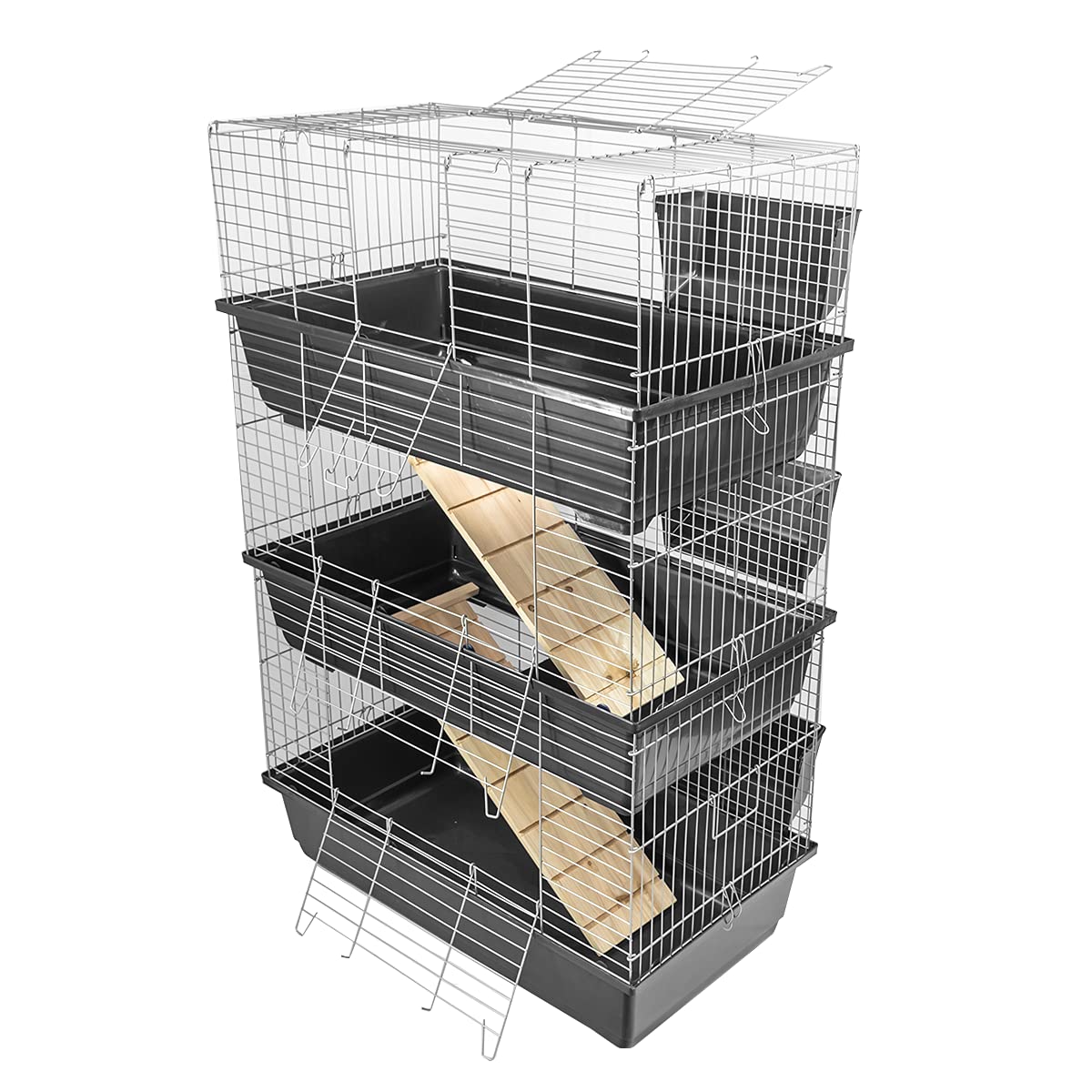 KCT Triple Level Indoor Rabbit Pet Cage Guinea Pig Animal 80cm - Dark Grey