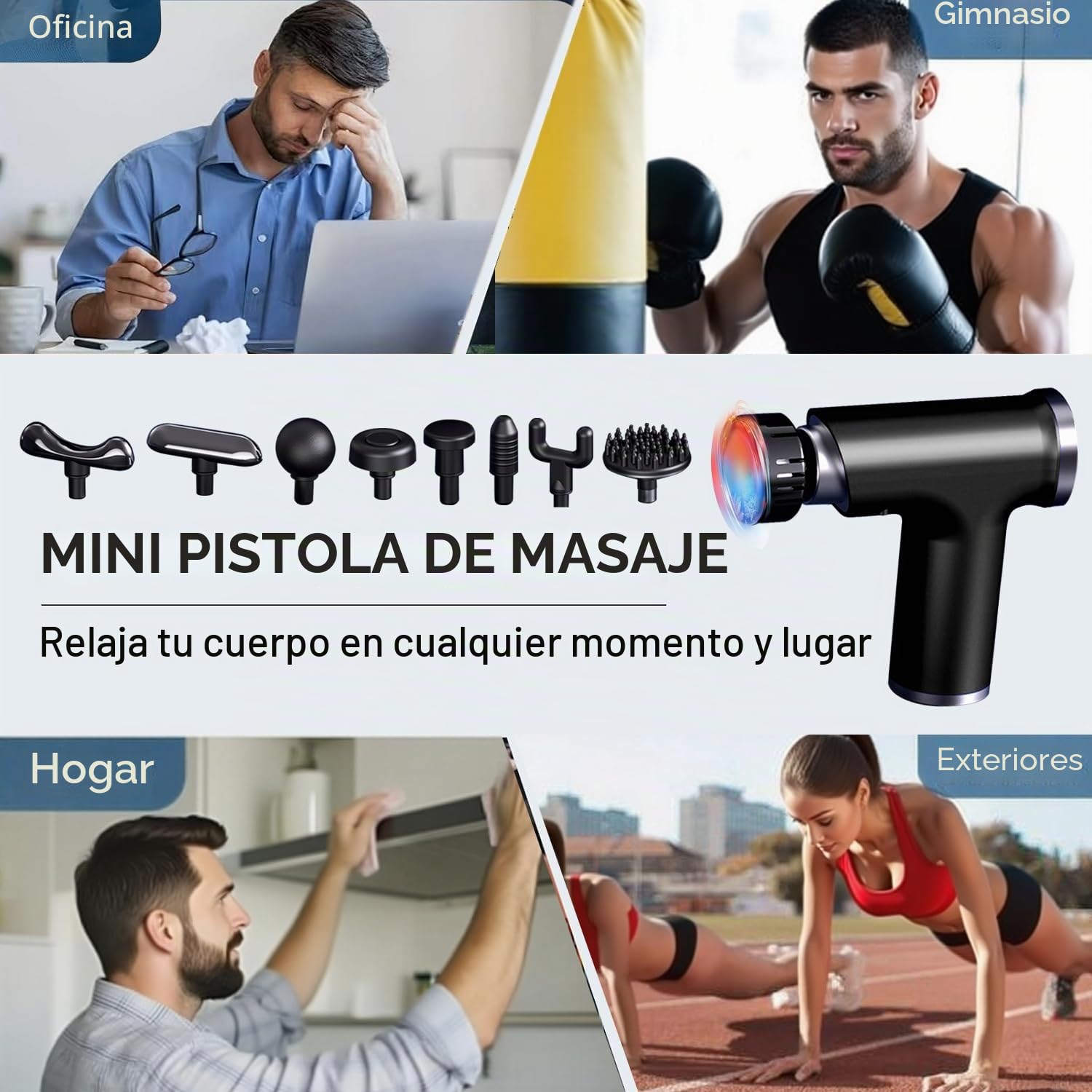 Pistola de Masaje Muscular Calor y frío, Pistola Masaje Massage Gun, Masajeador de Músculos de Tejido Profundo y 3600mAh Batería 12mm Amplitud 9 cabezales, para Aliviar el Dolor Muscular Negro