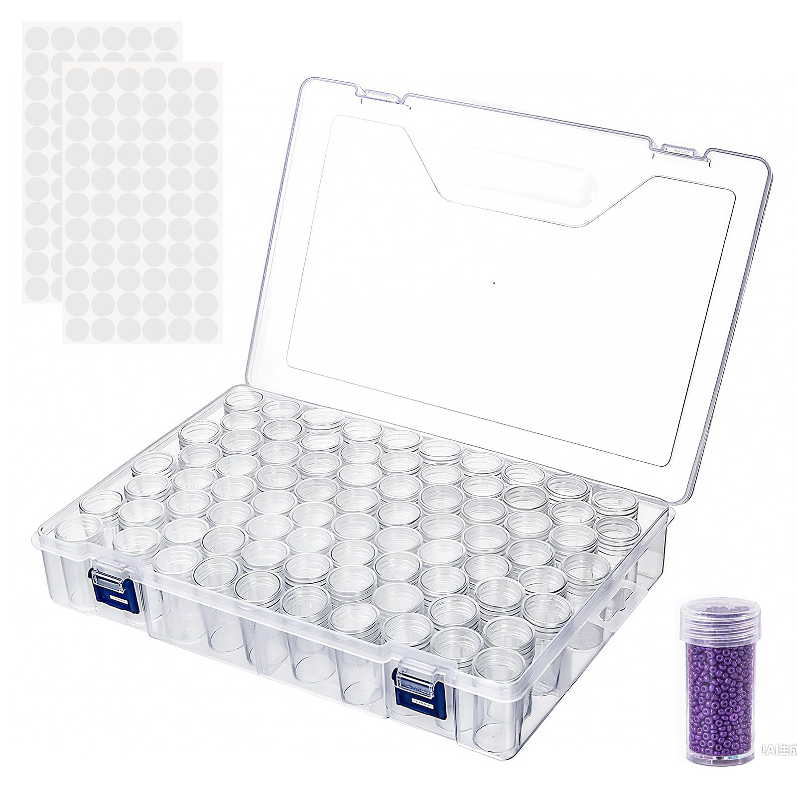 80 Slots Diamond Embroidery Box - Crafts Organiser Storage, Small Compartments Boxes, Jewellery Bead Organiser, Transparent Bead Storage Box, Diamond Art Storage Box for Small Items Paper Clips Nails