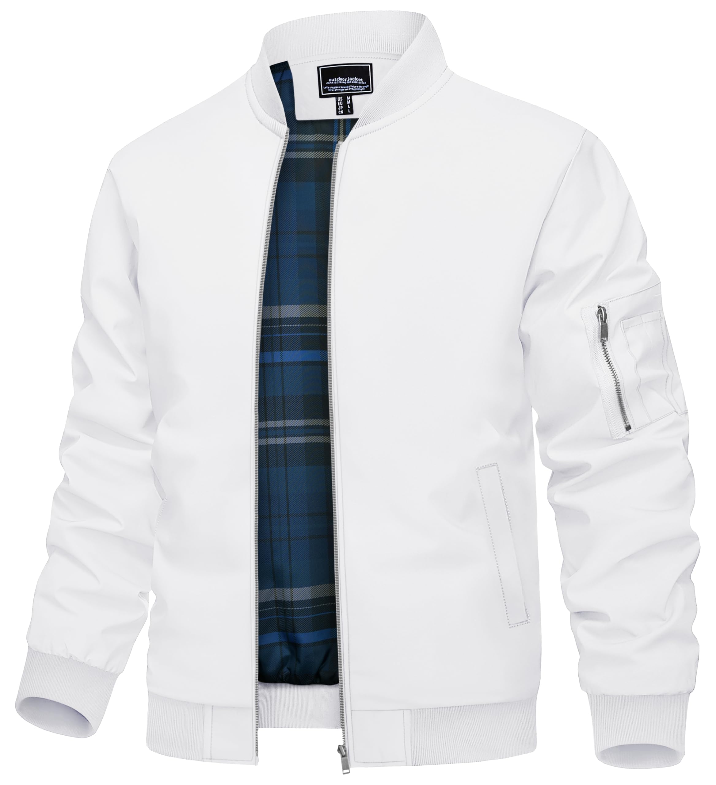 TACVASEN Herren Jacke Leichte Bomberjacke mit Ärmeltasche Herbst Übergangsjacke mit Stehkragen Blouson mit Innentasche