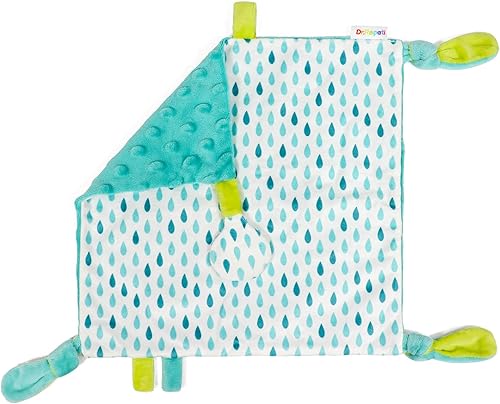 Dr.Rapeti Manta de seguridad para bebé, niño pequeño, 10 x 10 pulgadas, juguete sensorial lavable, manta de apaciguamiento amoroso (gota de lluvia)