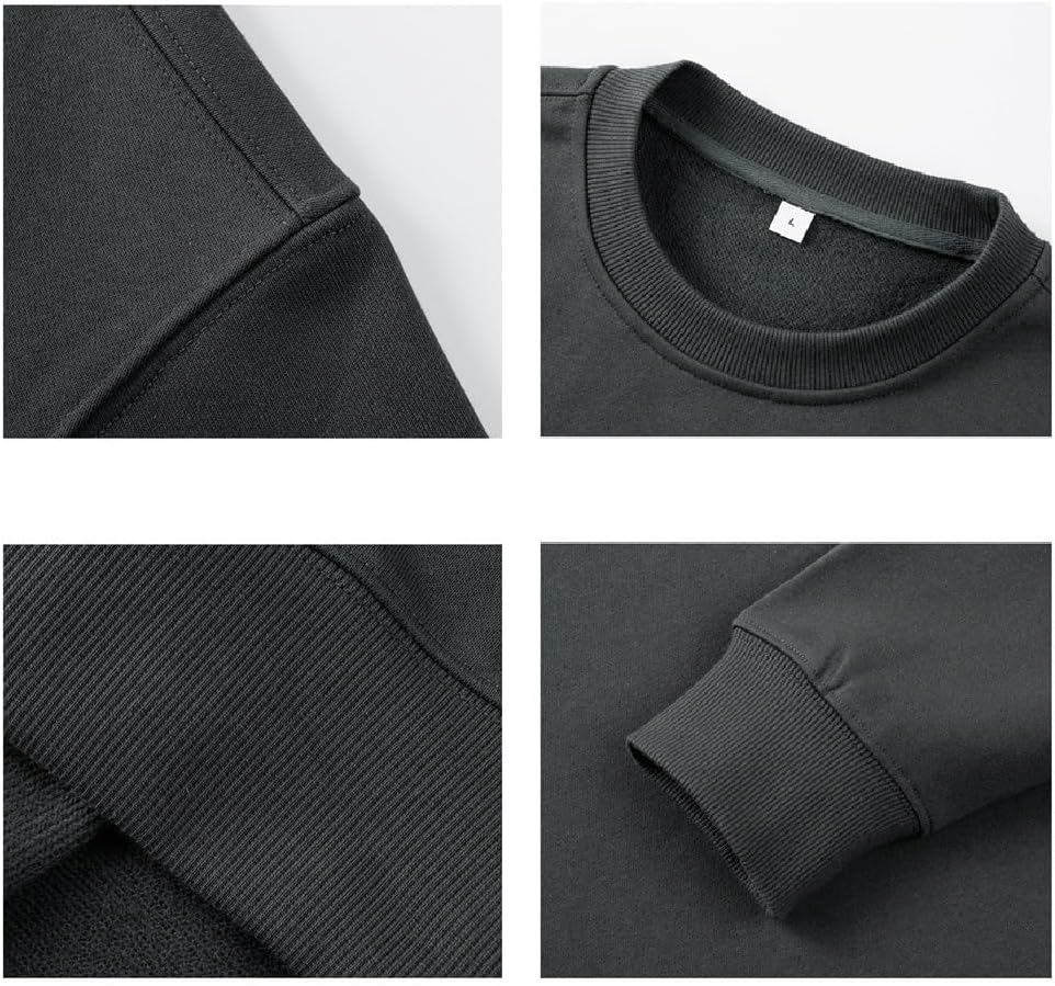 430g Heavyweight Round Neck Sweatshirt for Men and Women, Solid Color Cotton Pullover Shirt
