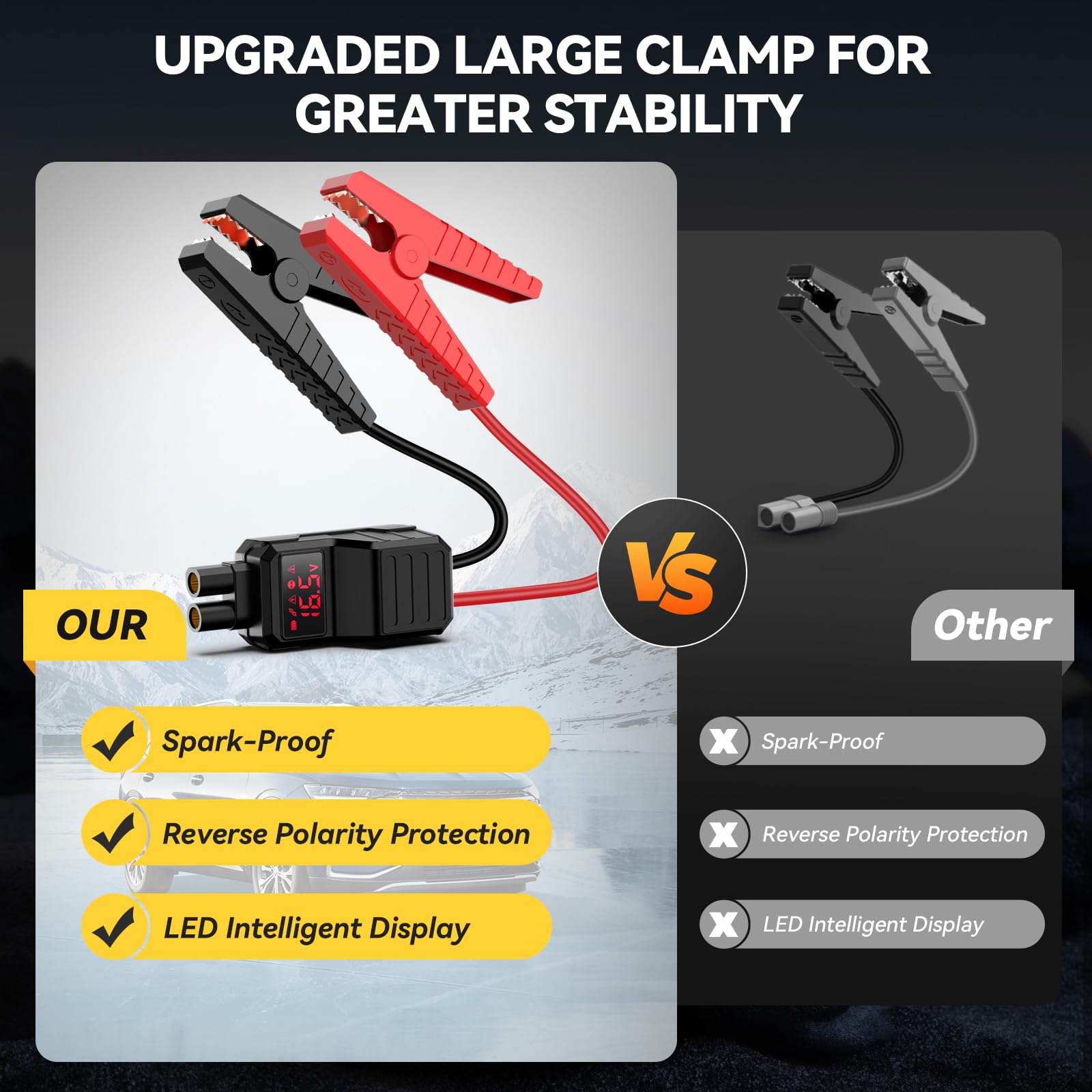 Jump Starter with Air Compressor, 8000A 160PSI Jump Starter Pack (10.0 Gas/7.0L Diesel), 12V Car Jump Starter, Battery Jump Starter with Display, Smart Jumper Cables, 2 LED Light