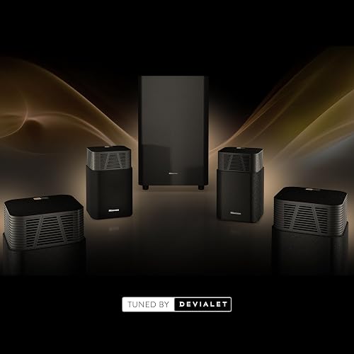 Hisense HT SATURN, 4.1.2 CH home theatre sound system, wireless satellite speakers, Tuned by Devialet, 720 W max audio power, Hi-Concerto, Dolby Atmos, DTS:X, Room fitting tuning, EzPlay 3.0 - 7