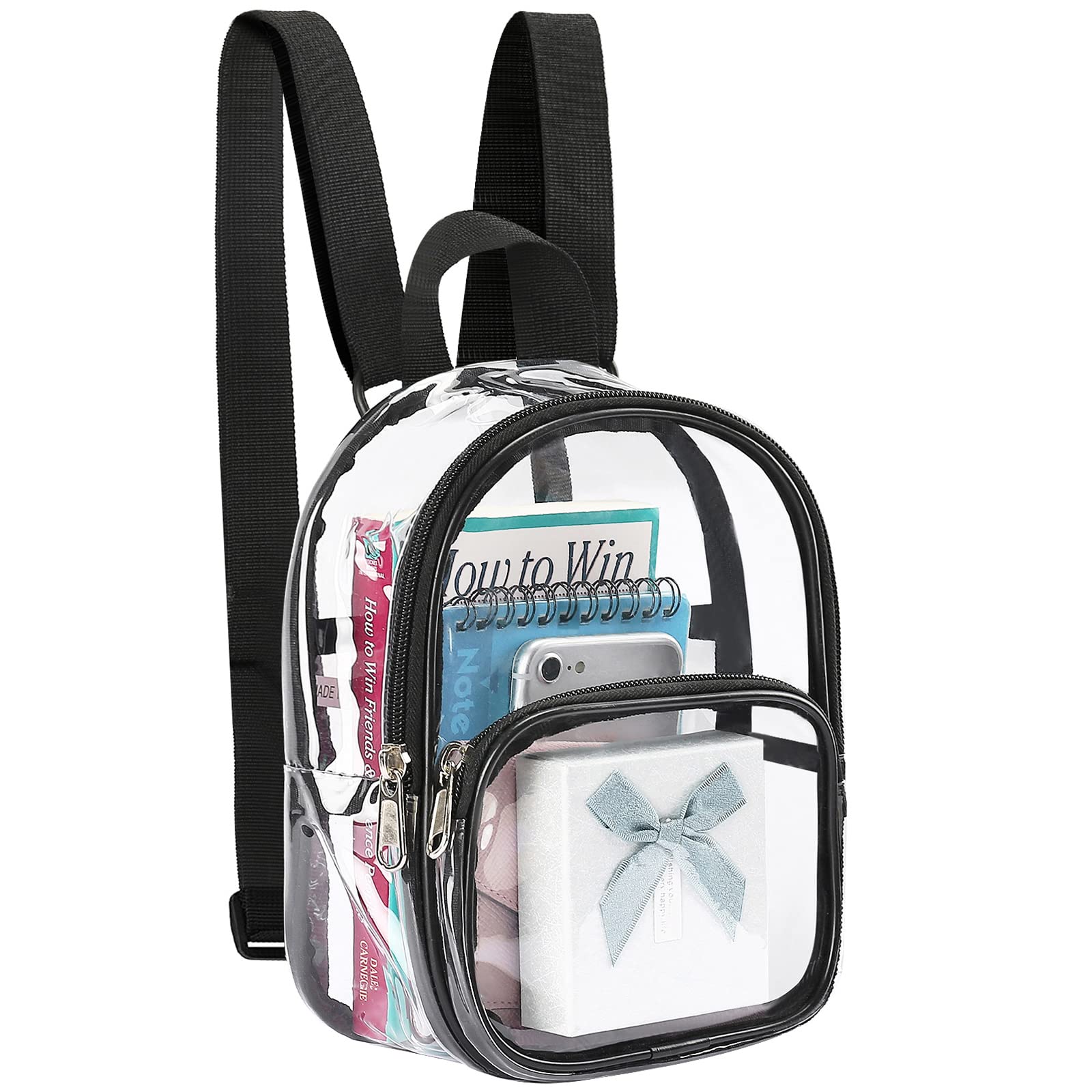 Mossio Clear Mini Backpack Stadium Approved, With Reinforced Straps & Front Pocket - Perfect for School, Security & Sporting | With Reinforced Straps,