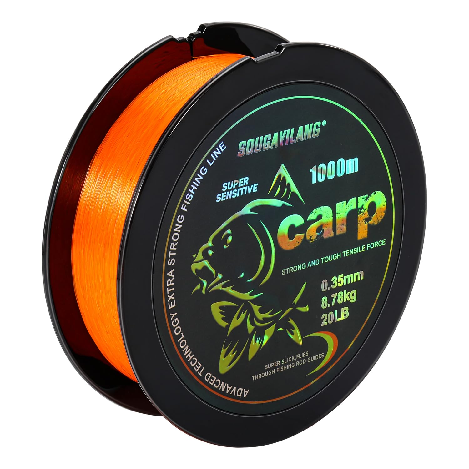 Yun Nong Fluorescent Carp Fishing Line - Fast Sinking Monofilament, 300m/1000m (0.28/0.30/0.33/0.35/0.40mm) for Low-Light Freshwater Fishing
