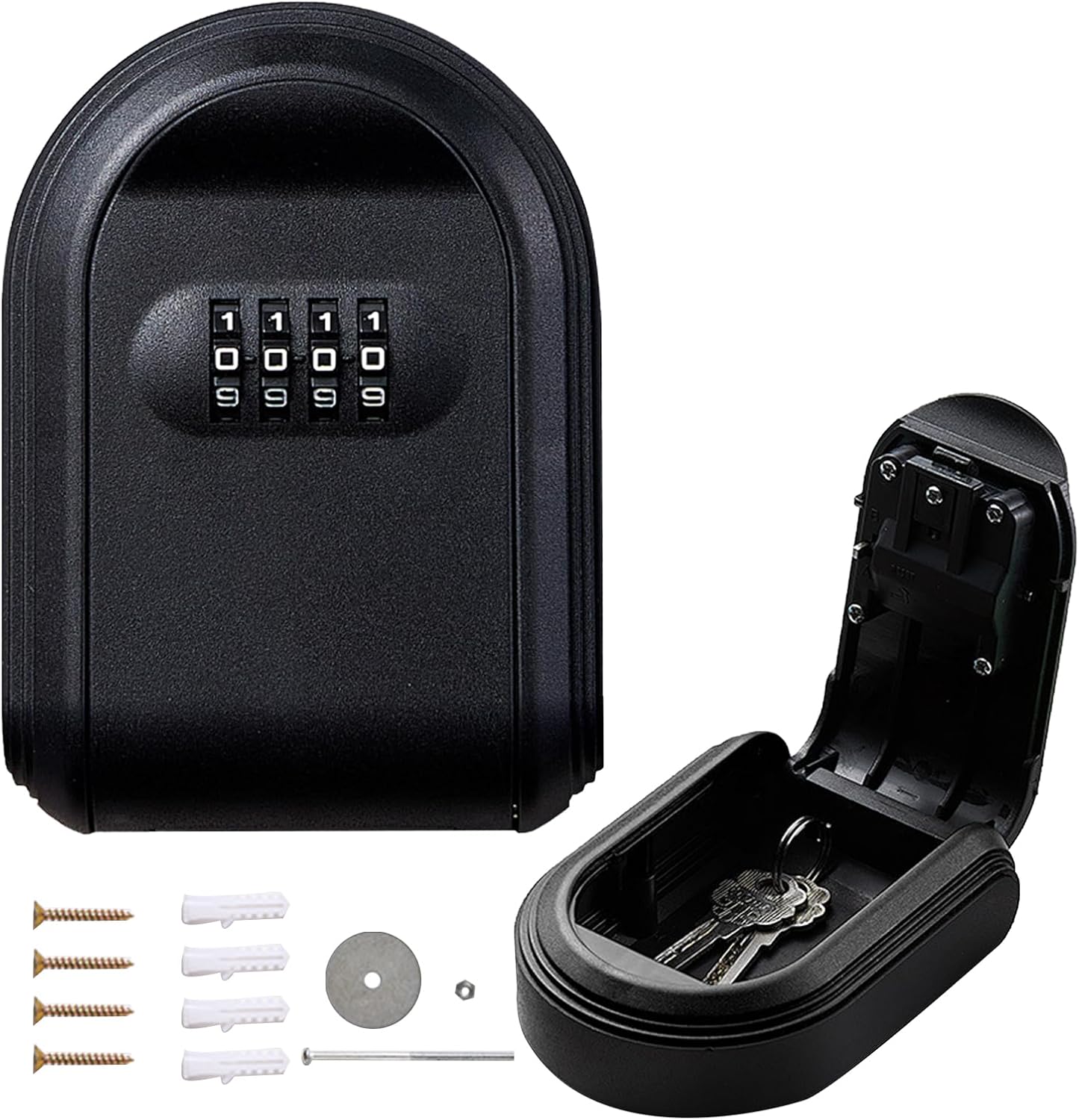 Key Safe Wall Mounted, Key Box Lock Box Outdoor 4 Digit Combination