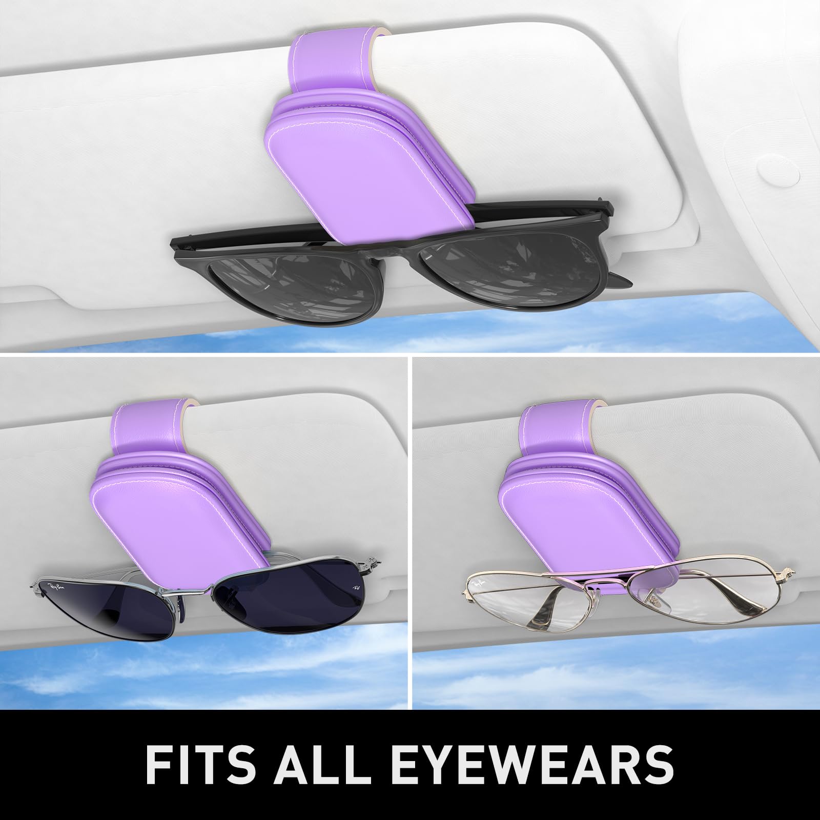 Porta occhiali da sole per visiera auto, supporto magnetico in pelle per occhiali da sole, clip per occhiali da sole per auto