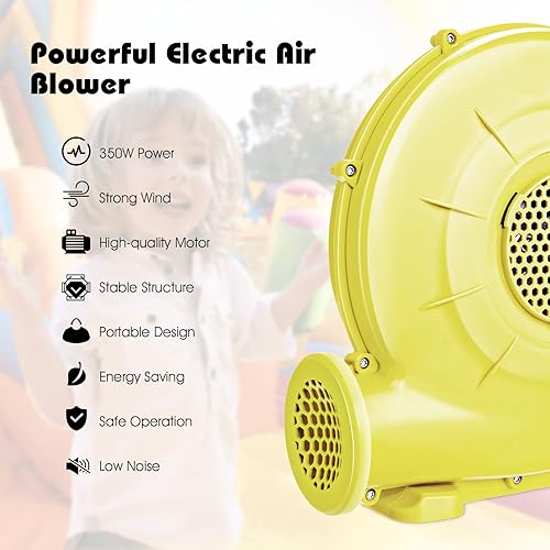 Miniatura 5 de Costzon Soplador de aire, soplador de casa de rebote de 350 W, ventilador de bomba inflable comercial, soplador de aire para inflables, perfecto