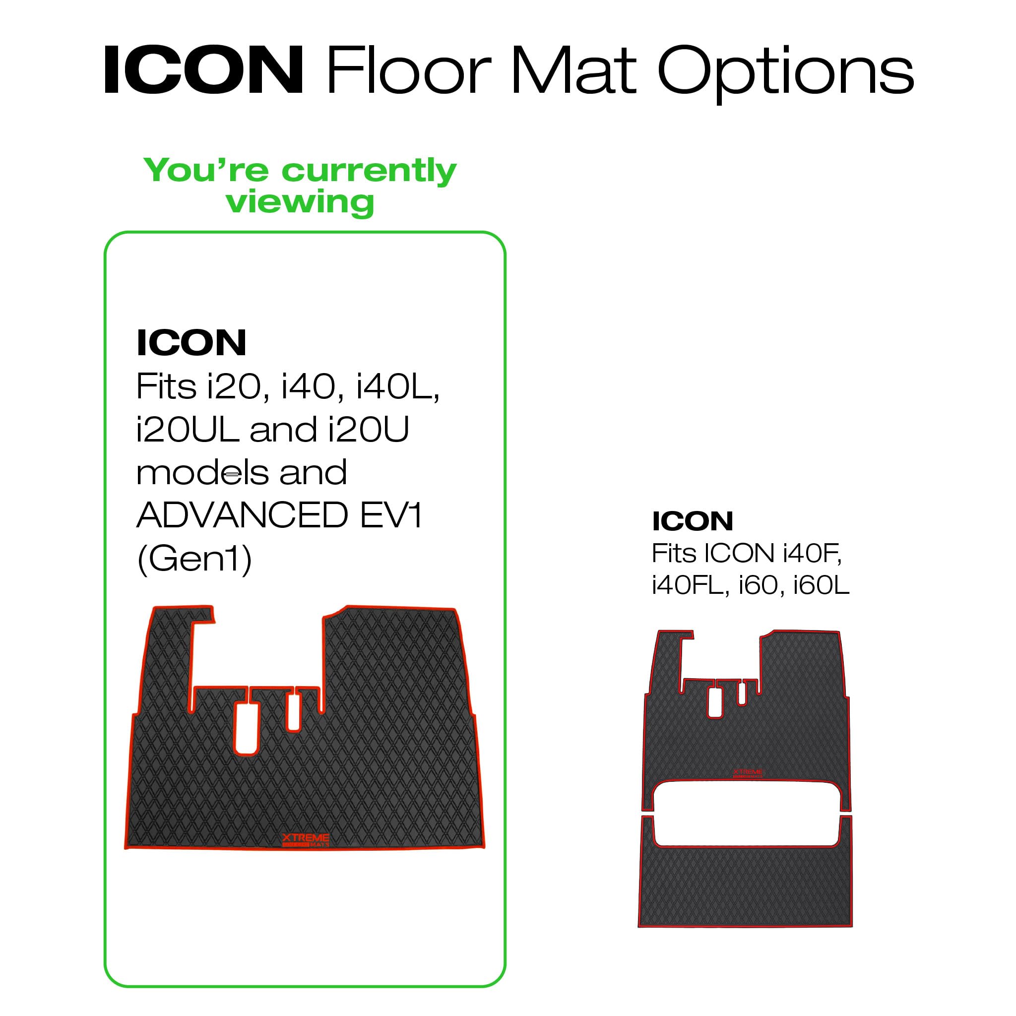 Xtreme Mats ICON Compatible, Full Coverage Golf Cart Floor Liner - Compatible with ICON Golf Carts (i20, i40) and Advanced EV (Gen1) - All Black