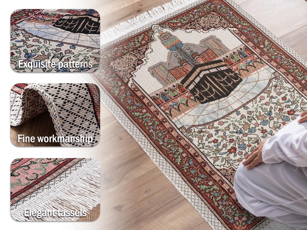 Tappeto Di Preghiera Islamico Portatile - Morbido, 70x108 Cm, Ideale Per Ramadan Ed Eid - Foto 3