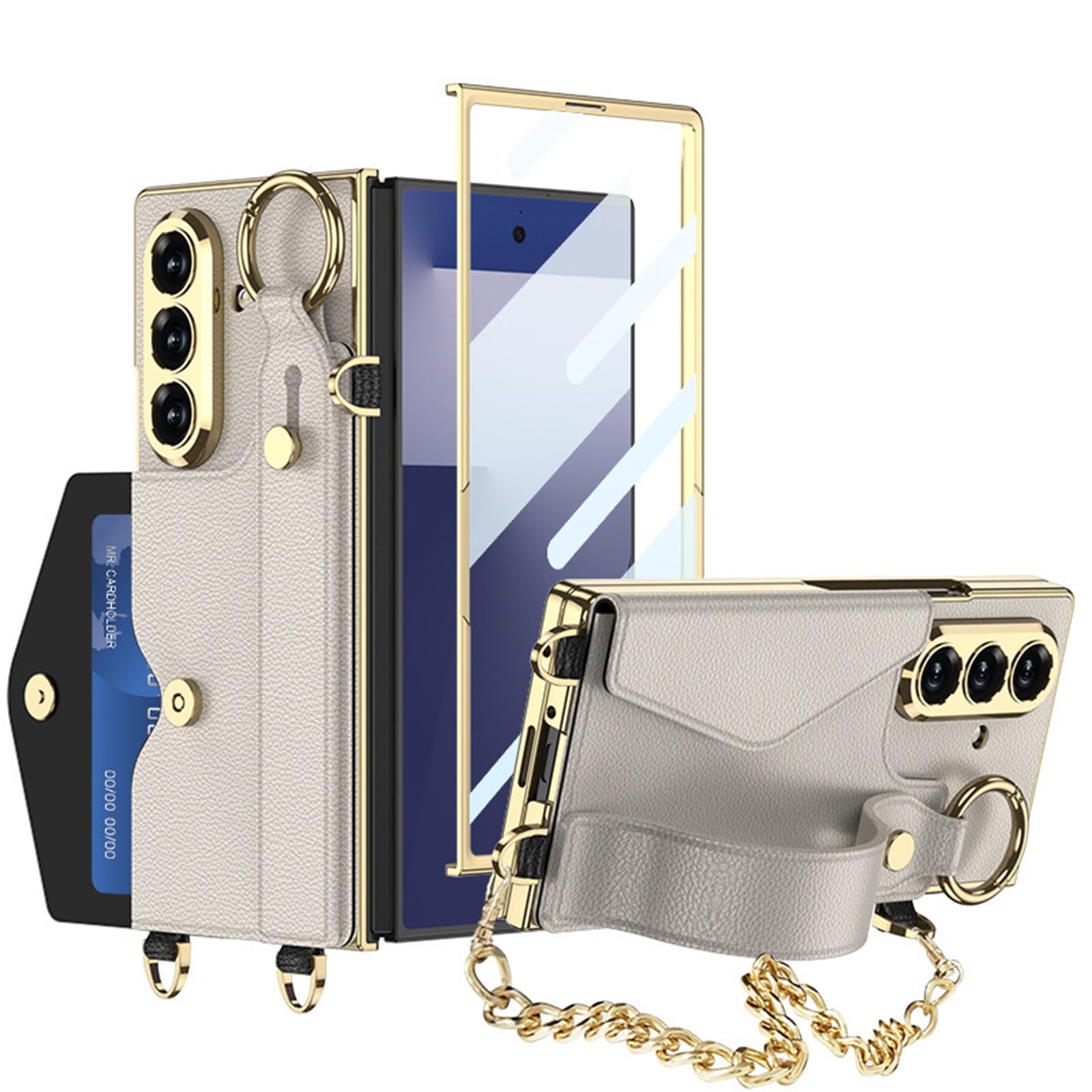 Platerowane etui do Samsung Galaxy Z Fold 8 Ultra, luksusowa modna skóra