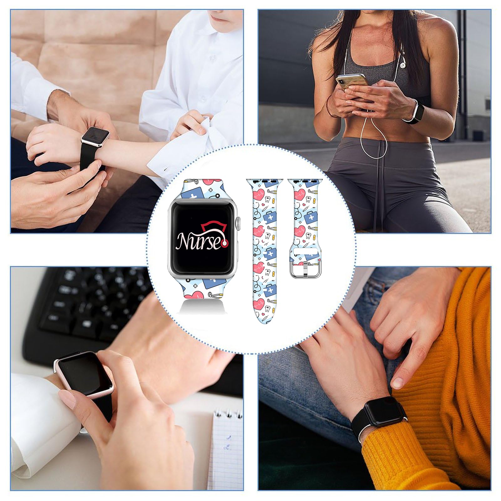 Compatible with Watch Bands for Women Men 38/40/41/42/44/45/46/49mm, Silicone Sport Replacement Wristband Strap for IWatch Series 11 10 9 Ultra 8 7 6 5 4 3 2 1 SE. - 3