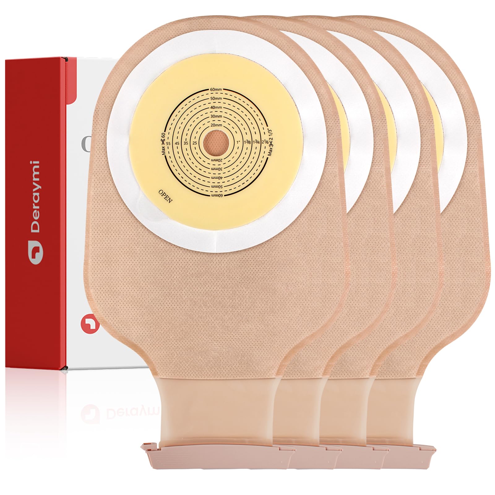 Deraymi 20 Pack Ostomy Bags Colostomy Pouches Ostomy Supplies 60mm Max