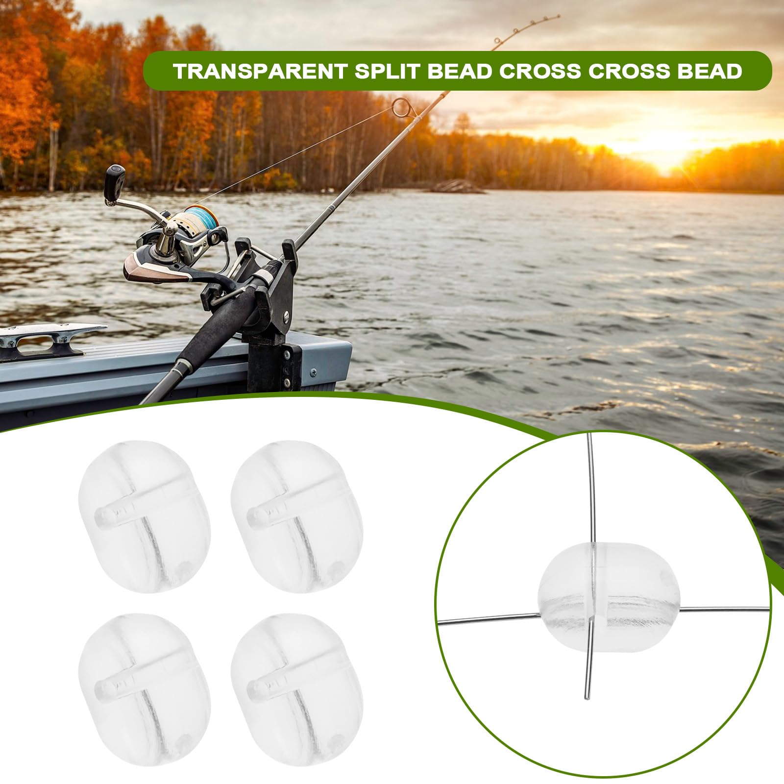 EMSea 200 Cuentas de Pesca de 3 X 5 mm/4,7 X 6 mm/5 X 8 mm Cuentas de Doble Agujero en Cruz Cuentas de Tope de Cebo de Pesca Señuelos de Pesca Aparejos de Pesca Cuentas de Anzuelo Transparentes
