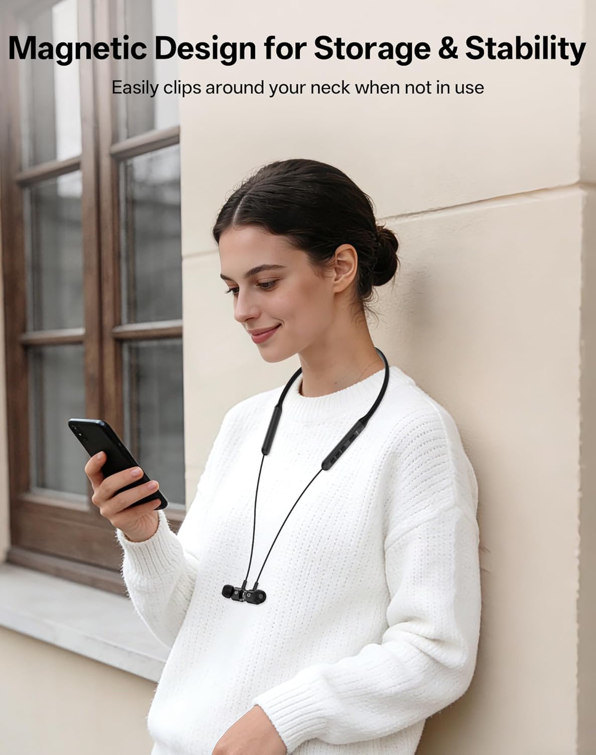 Neckband Bluetooth Headphones, Wireless Bluetooth 6.0 Earbuds with Microphone, Comfortably Light, Deep Bass Earphones 35H Playtime, IPX5 Waterproof, Magnetic Headset for Workout (Black) - Image 9