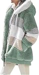 Veste en peluche pour dames Teddy Fleece Casual Checkered Hiver Coat Lapel manches longues Solid Color Outwear with Pockets