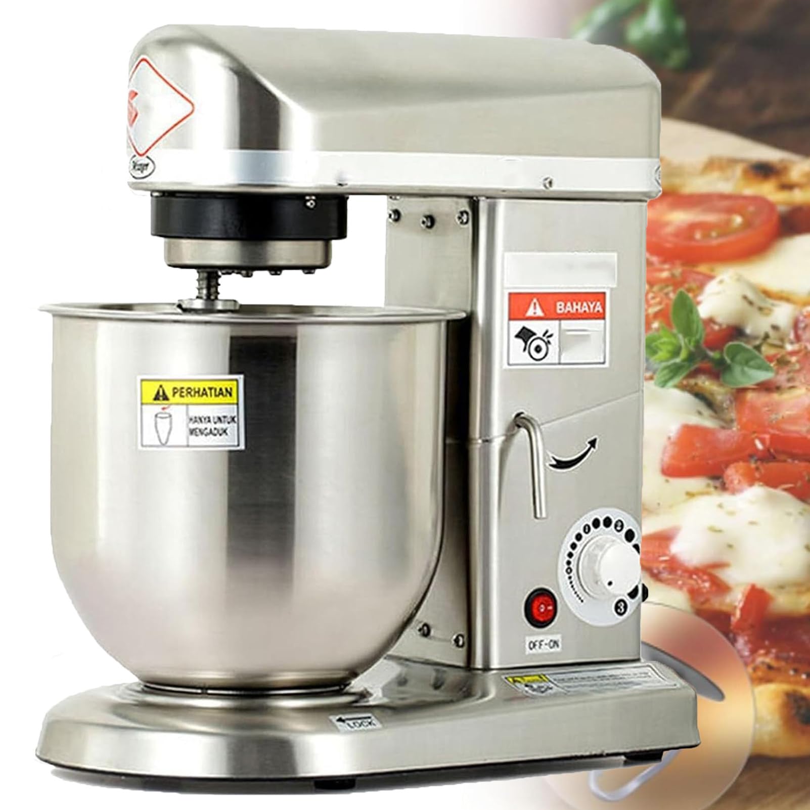 Mikser StojąCy Do żYwnośCi Komercyjnej, Mikser StojąCy Kitchen Aid 5L/7L/10L, Wielofunkcyjny Blender Do Wypieku Pizzy, 3-Biegowy Elektryczny Mikser Do Ciasta Chlebowego,Silver-5L