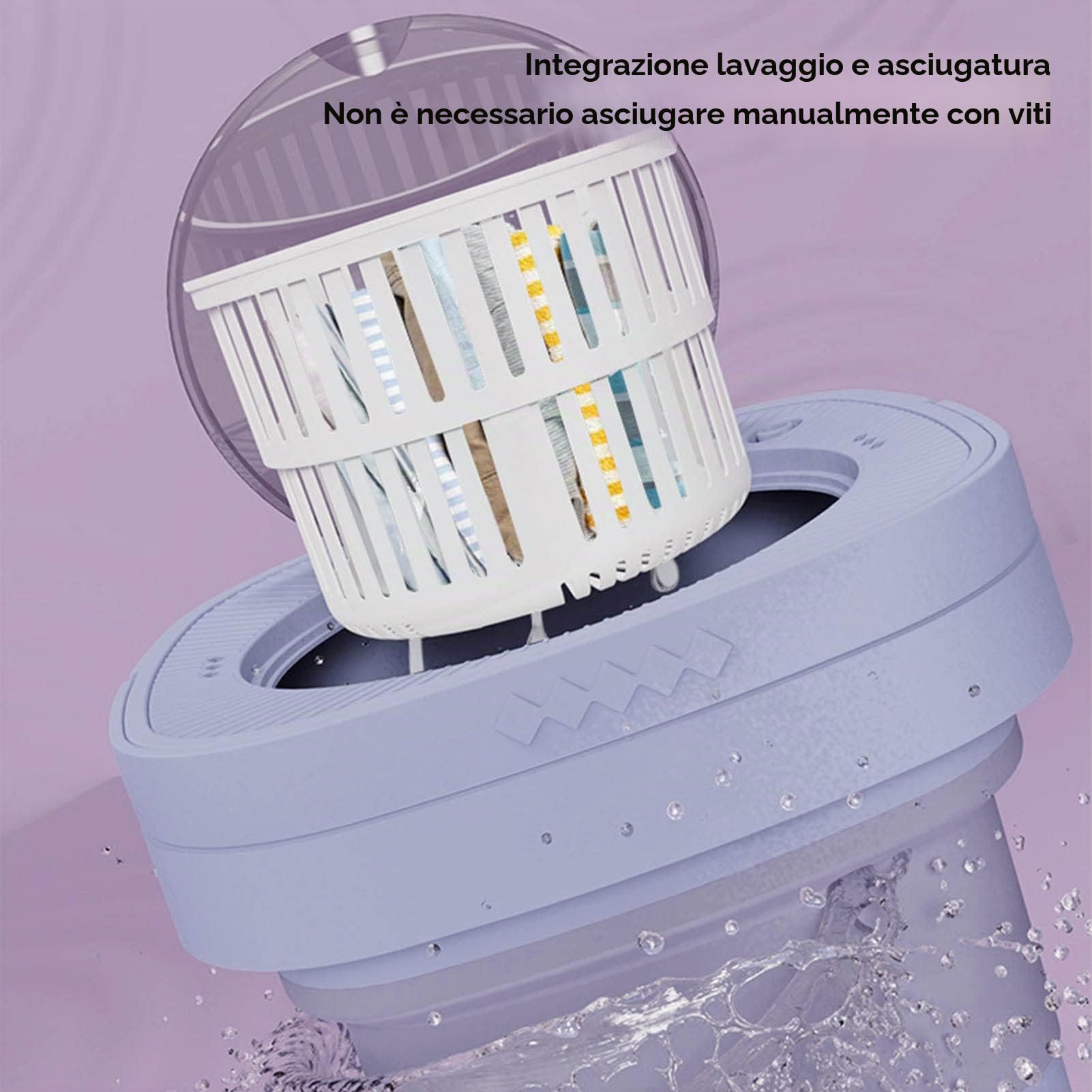 Fockety Lavatrice Portatile, Mini Lavatrice Pieghevole da 6,5 ​​Litri con Centrifuga e 3 modalità, Lavatrice Portatile Semiautomatica per Pulizia Profonda per Camper Campeggio Appartamento (Viola)
