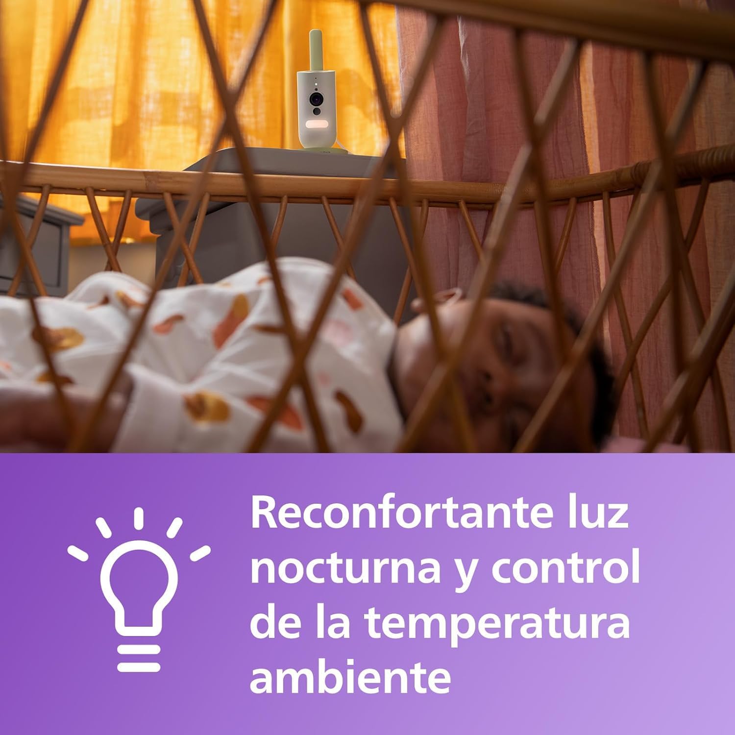 Philips Avent Vigilabebés Conectado con App, cifrado Privado y Seguro, Audio, Zoom 2X, visión Nocturna, activación automática por Voz, intercomunicación Real, Nanas y Ruido Blanco (Modelo SCD643/26)