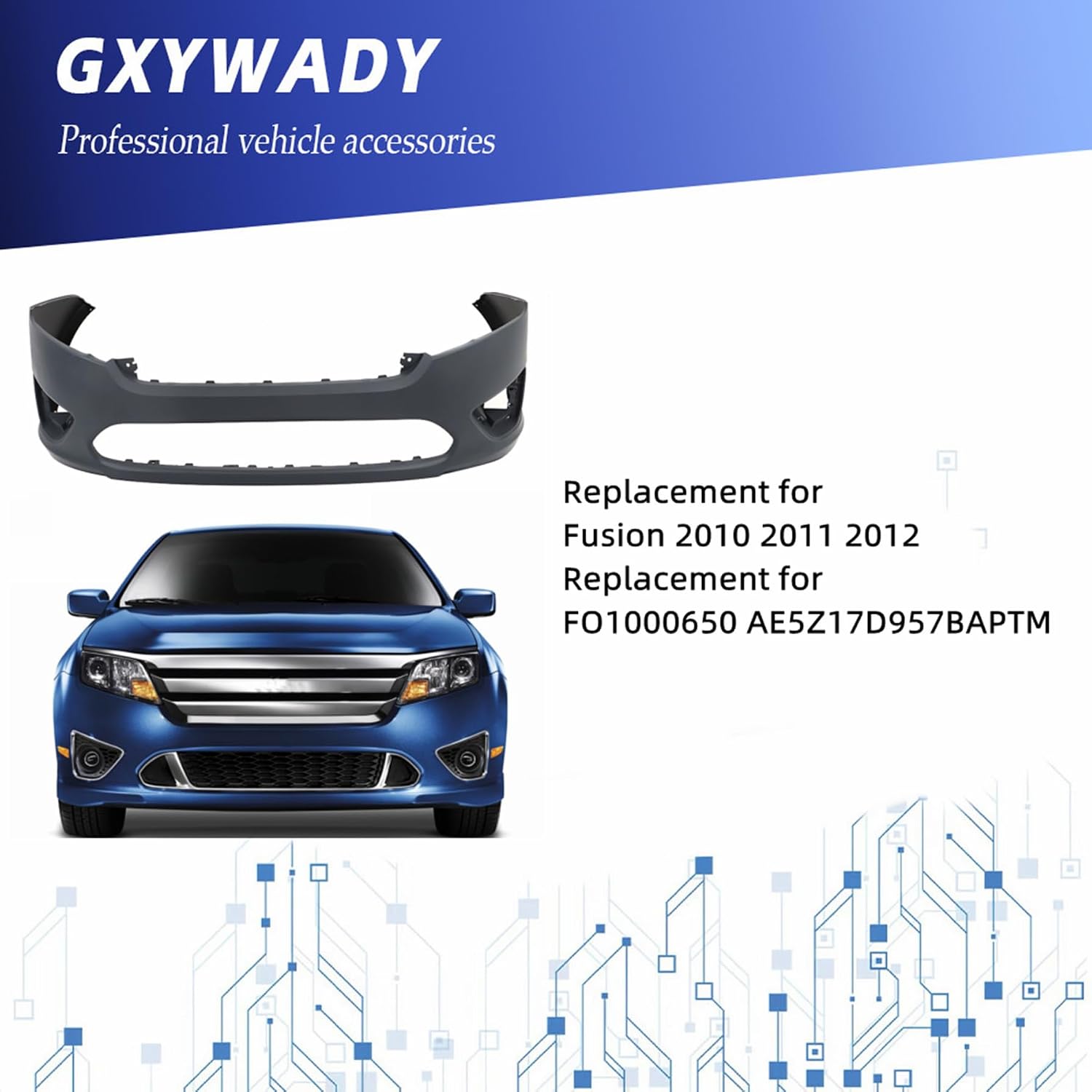 Front Primed Bumper Cover Fascia Replacement for Fusion 2010 2011 2012 FO1000650 AE5Z17D957BAPTM