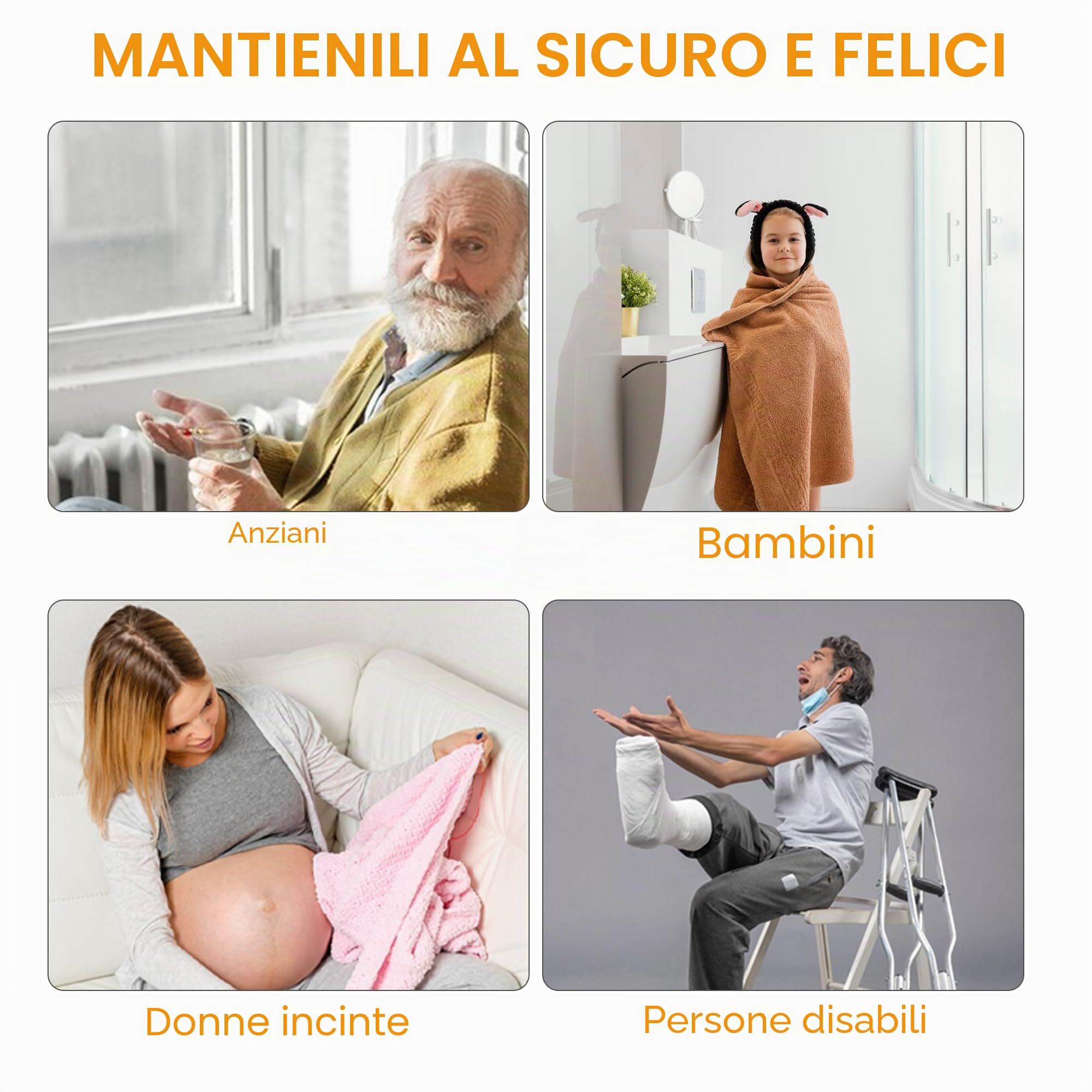 Barra di sostegno antiscivolo in acciaio inossidabile 304 – Maniglia di sicurezza per bagno, doccia, vasca da bagno, WC, cucina e scale, guida di assistenza per disabili e anziani (50 cm, 1 pezzo)