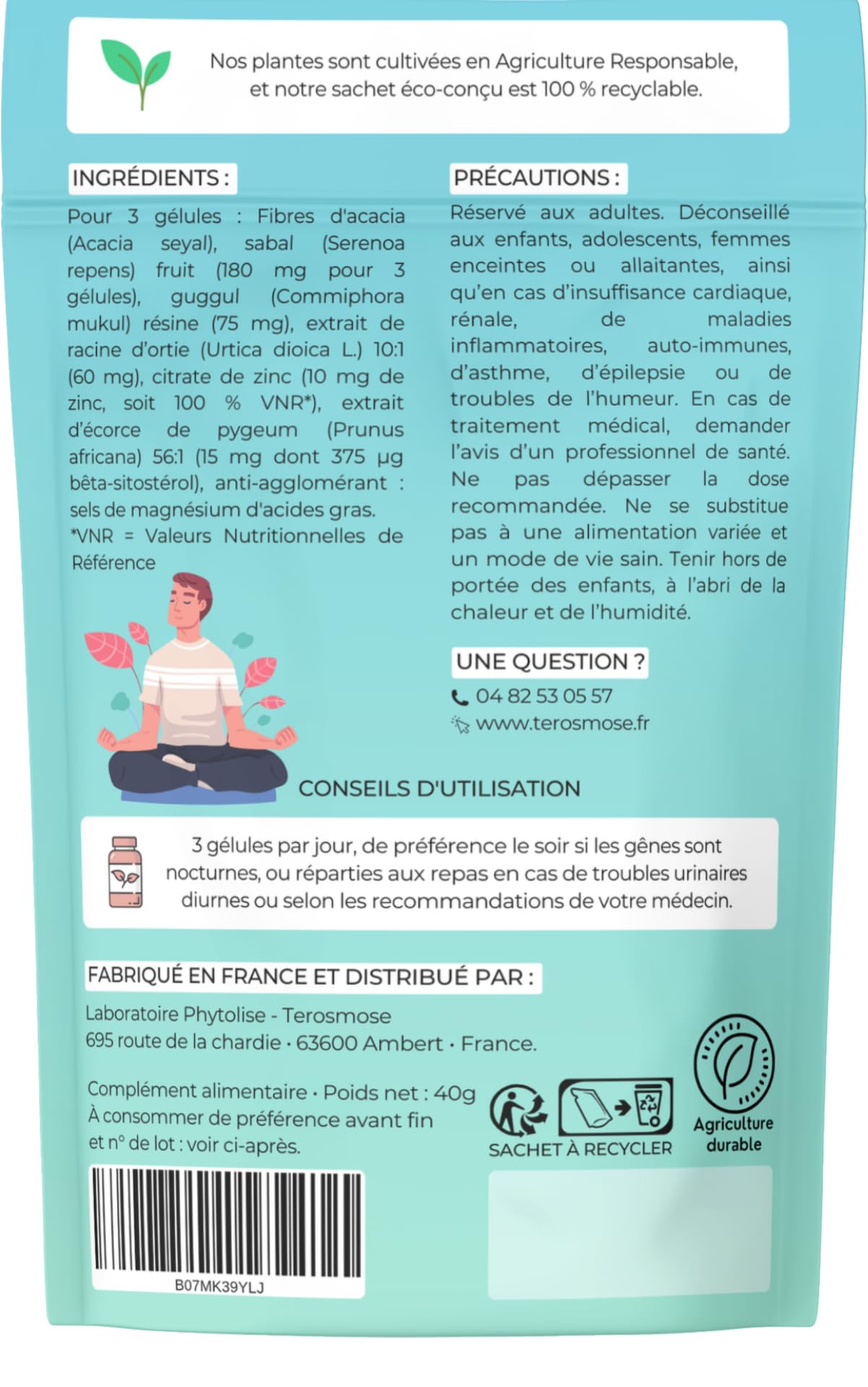 Prostatex • Confort urinaire & HBP | Prostate | Formule naturelle et vegan avec Saw palmetto, Ortie, Pépin de courge, Palmier nain, Pygeum africanum, Prunier d'afrique • Made in France - 120 gélules