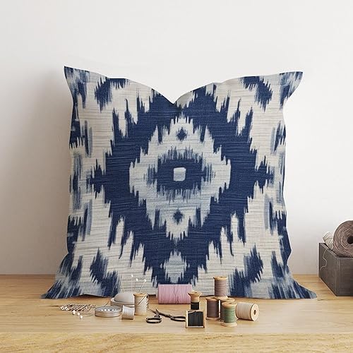 Miniatura 4 de Chinoiserie Ikat - Fundas de almohada de estilo asiático, funda de almohada colorida azul y blanco, funda de cojín para decoración del hogar para
