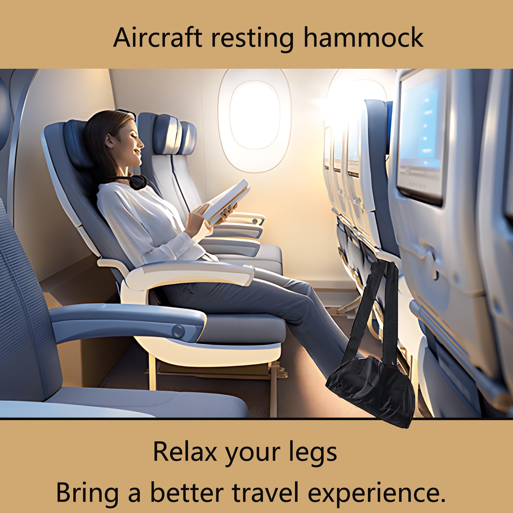 Airplane Foot Hammock Comfort Foot Hammock for Plane Travel Accessories Airplane Gadgets Good Use for Travel Essentials Office — view 3