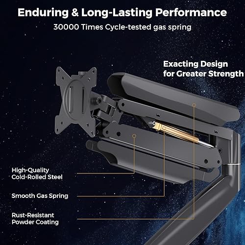 Miniatura 7 de Brazo de monitor doble curvado para monitor de hasta 35 pulgadas, máximo 28.6 libras cada una, brazo de monitor ultra ancho resistente, giratorio de