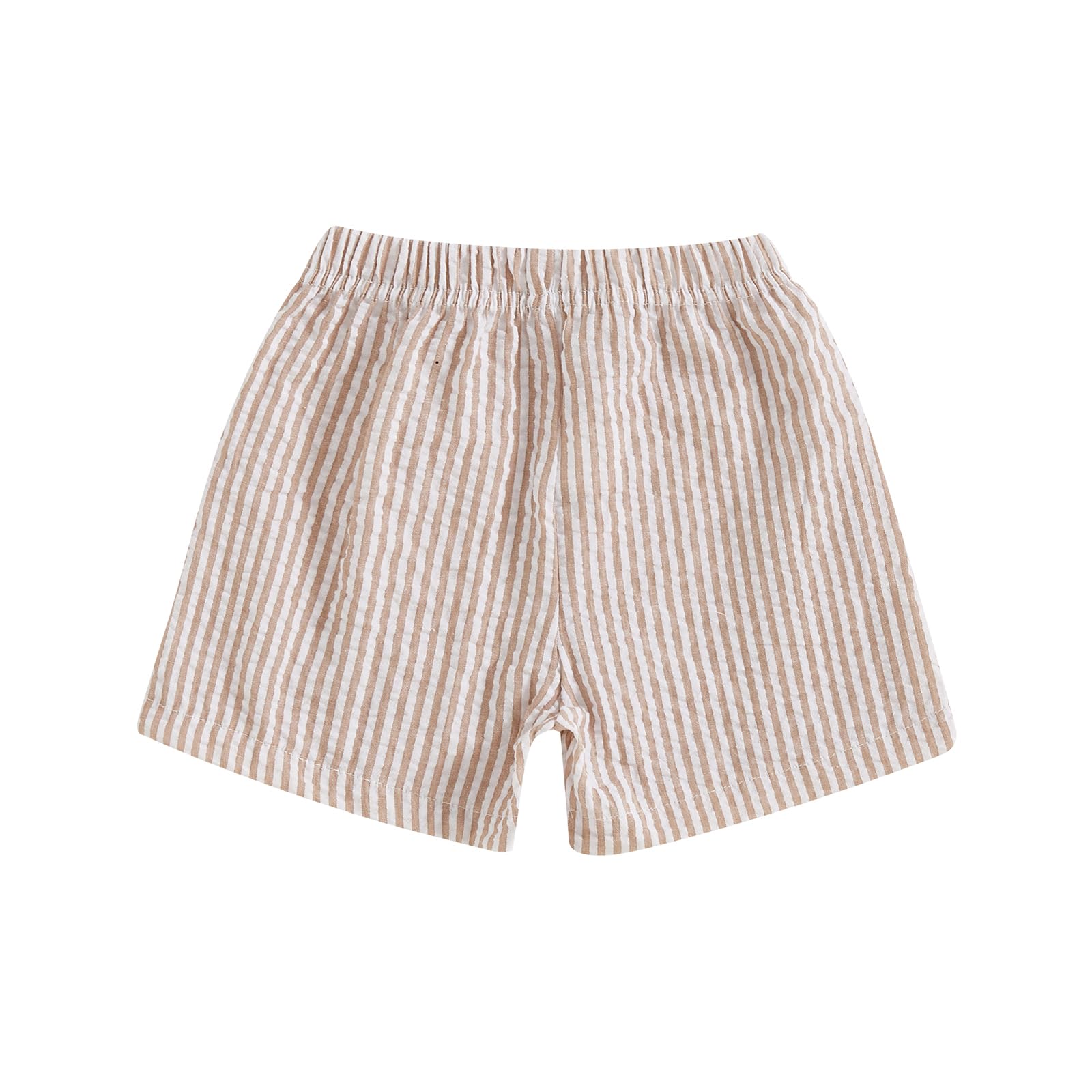 Licupiee Toddler Boys Football Shorts Seersucker Swim Trunks Golf Baseball Baby Summer Clothes Striped Beach Shorts Bottoms (Brown Football, 12-18 Months)