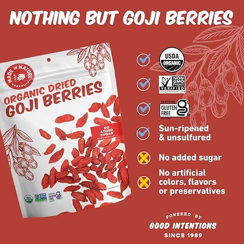 Miniatura 3 de Made In Nature Organic Sun-Dried Goji Berries, 20 Ounce (Pack of 1) – Vegan Snack, Non-GMO, Unsulfured, Gluten Free