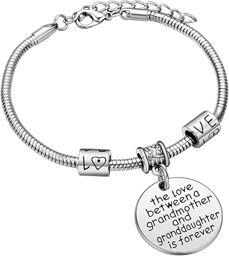 Miniatura 4 de Brazalete con la frase Love between a Grandmother and Granddaughter is Forever, joyería familiar, regalo de Navidad