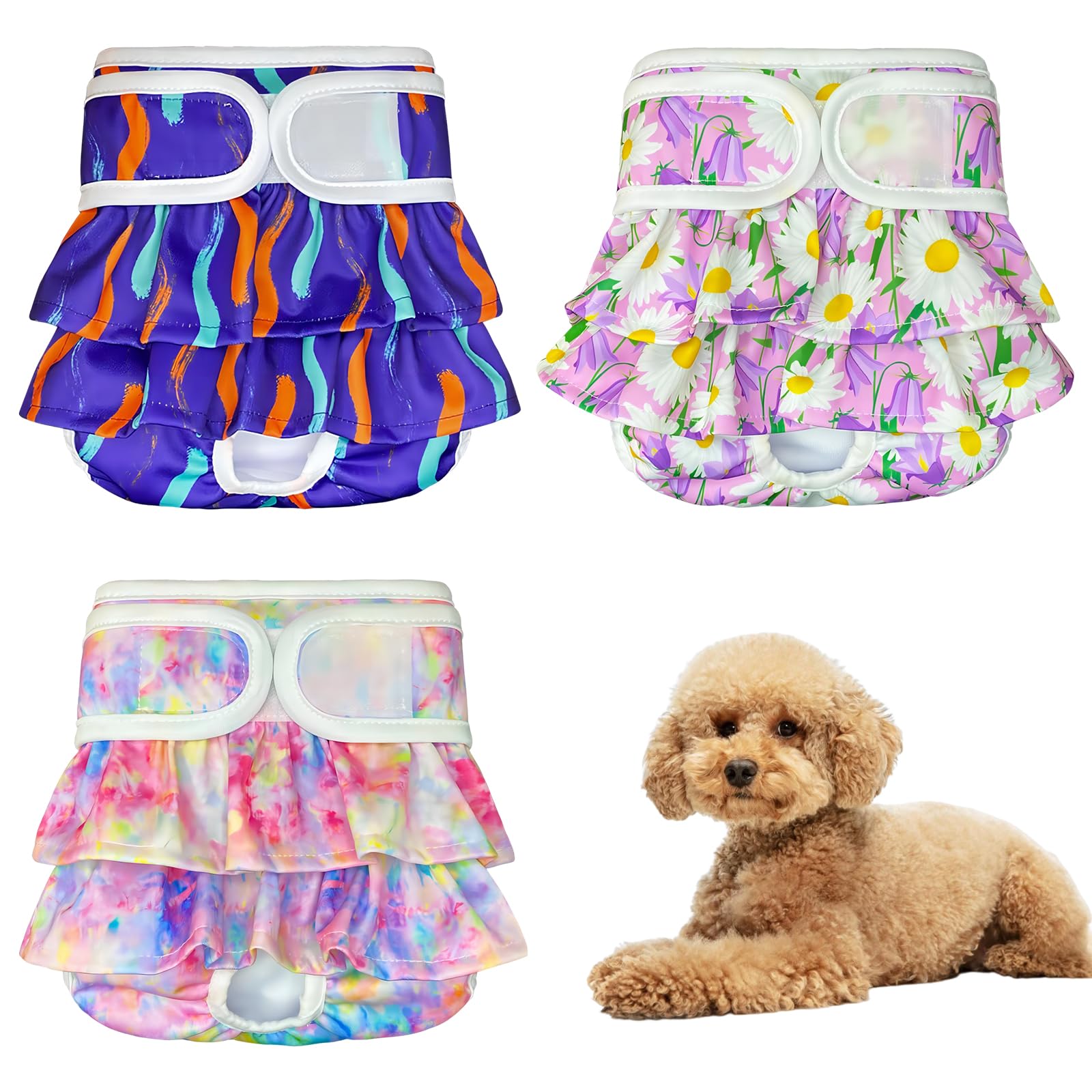 3 Pañales Lavables para Perro Hembra(S/M/L),Pañales Reutilizables Altamente Absorbentes y Suaves para Perros,Uso para Perras en celo/Calor/Periodo/Incontinencia,Lavable a máquina Duraderos (M Rosa)