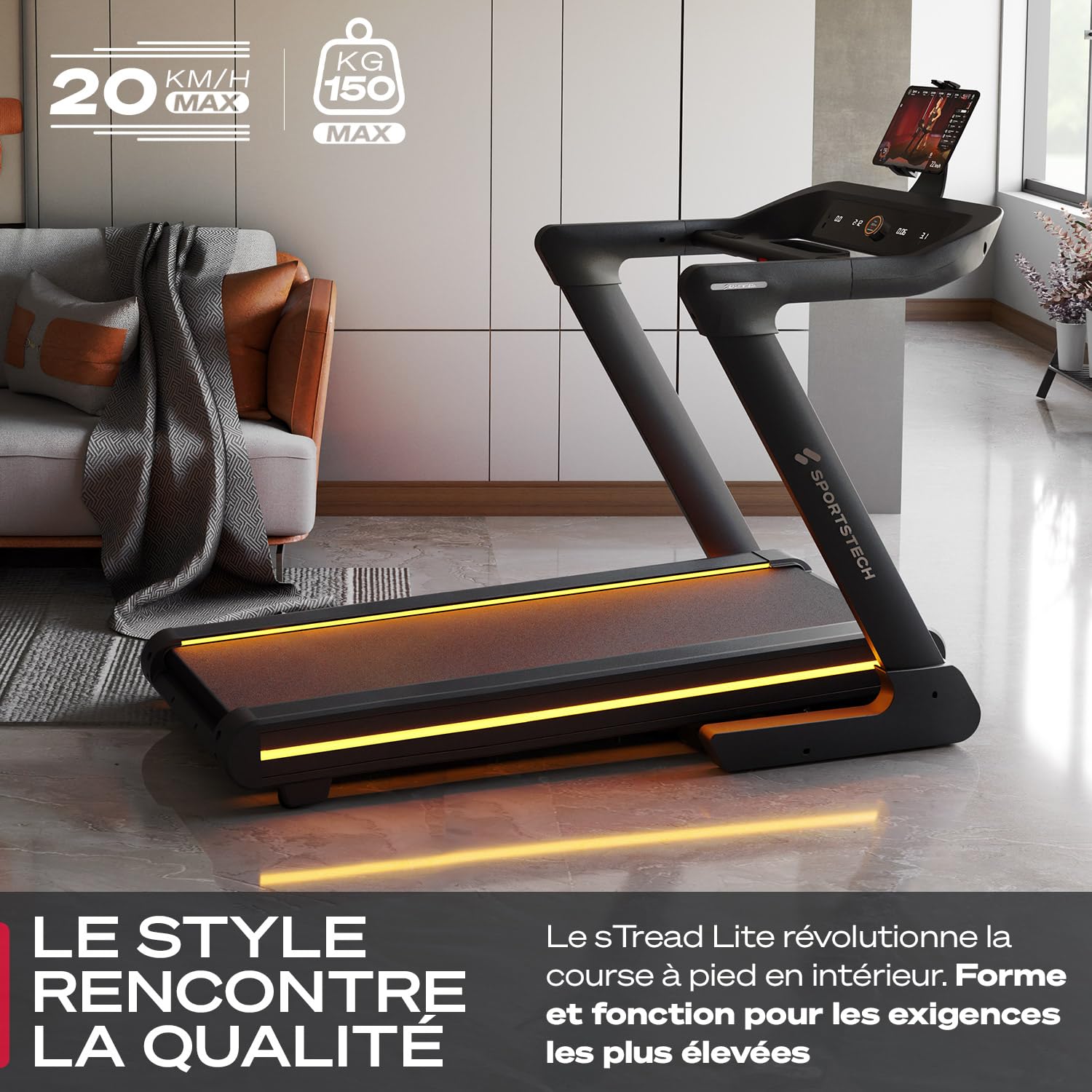 Tapis De Course Pliable SPX -14km/h - 2,0 CV - 12 Programmes - Inclinaison, Capteurs Cardiaque, Ecran LCD Et Haut-Parleurs