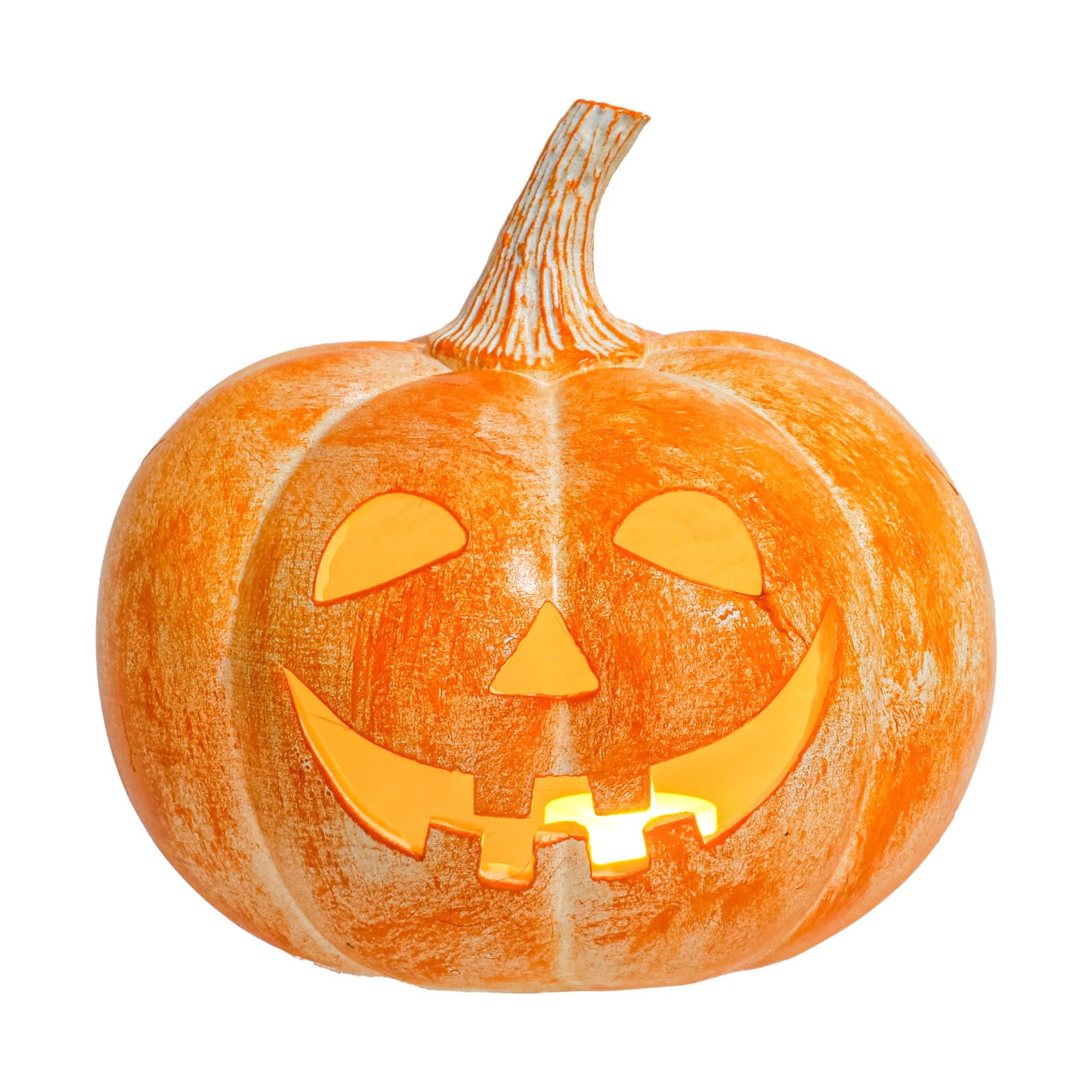 Halloween Resin Pumpkin LED Lantern,Waterproof Fall Decor, Orange, S
